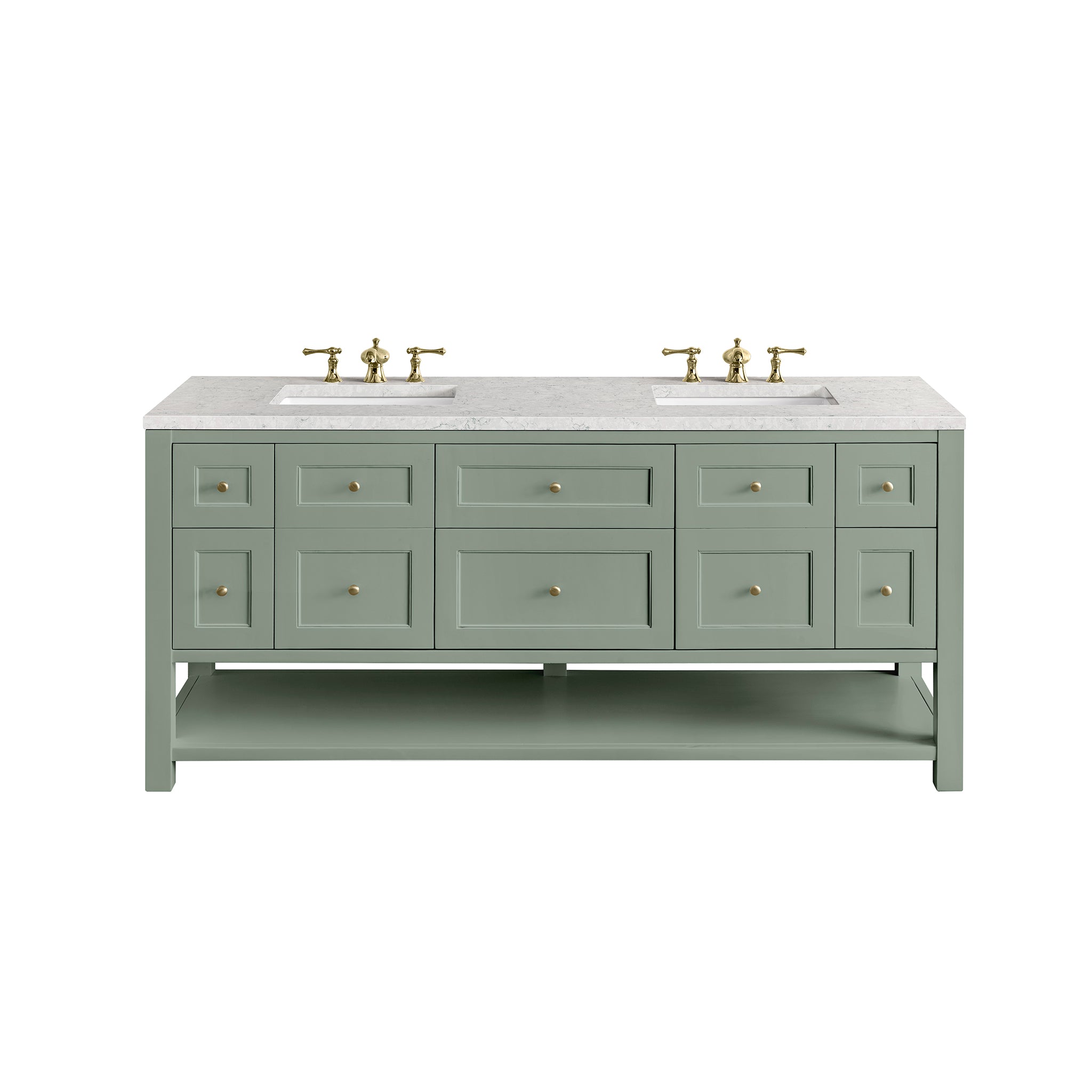 James Martin Breckenridge 72" Double Vanity in Smokey Celadon with 3cm Countertop