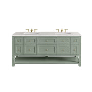 James Martin Breckenridge 72" Double Vanity in Smokey Celadon with 3cm Countertop and FreePower Wireless Charger