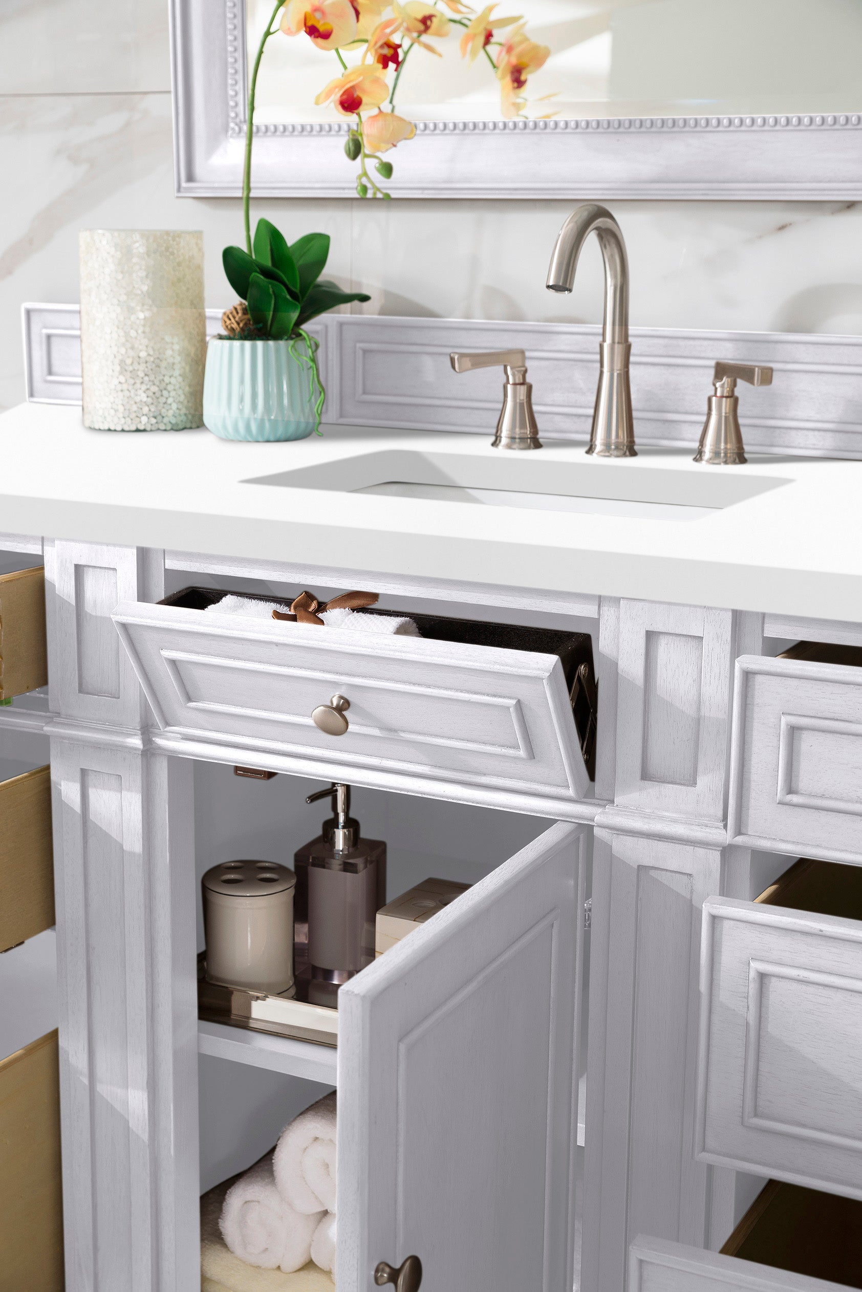 James Martin Bristol 60" Single Vanity in Bright White with 3cm Countertop
