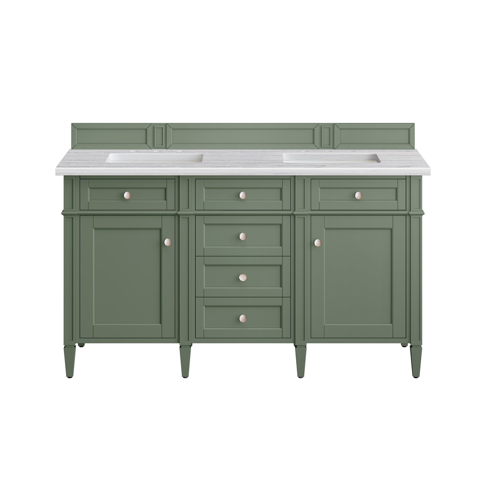 James Martin Brittany 60" Double Vanity in Smokey Celadon with 3cm Countertop