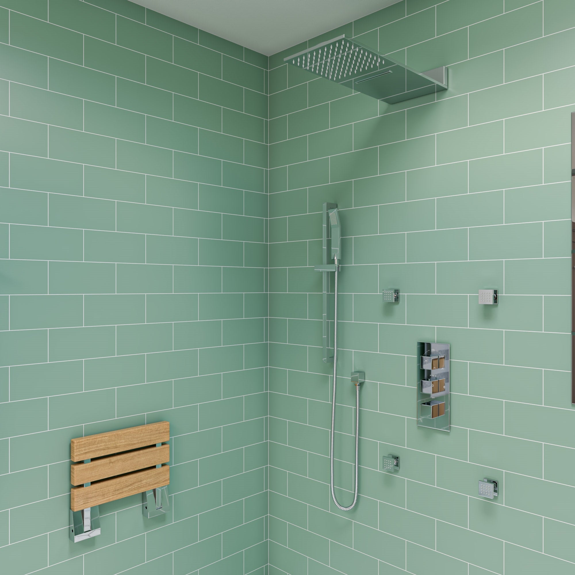 ALFI brand RAIN10SW 10" Wall-Mounted Square Waterfall Rain Shower Head