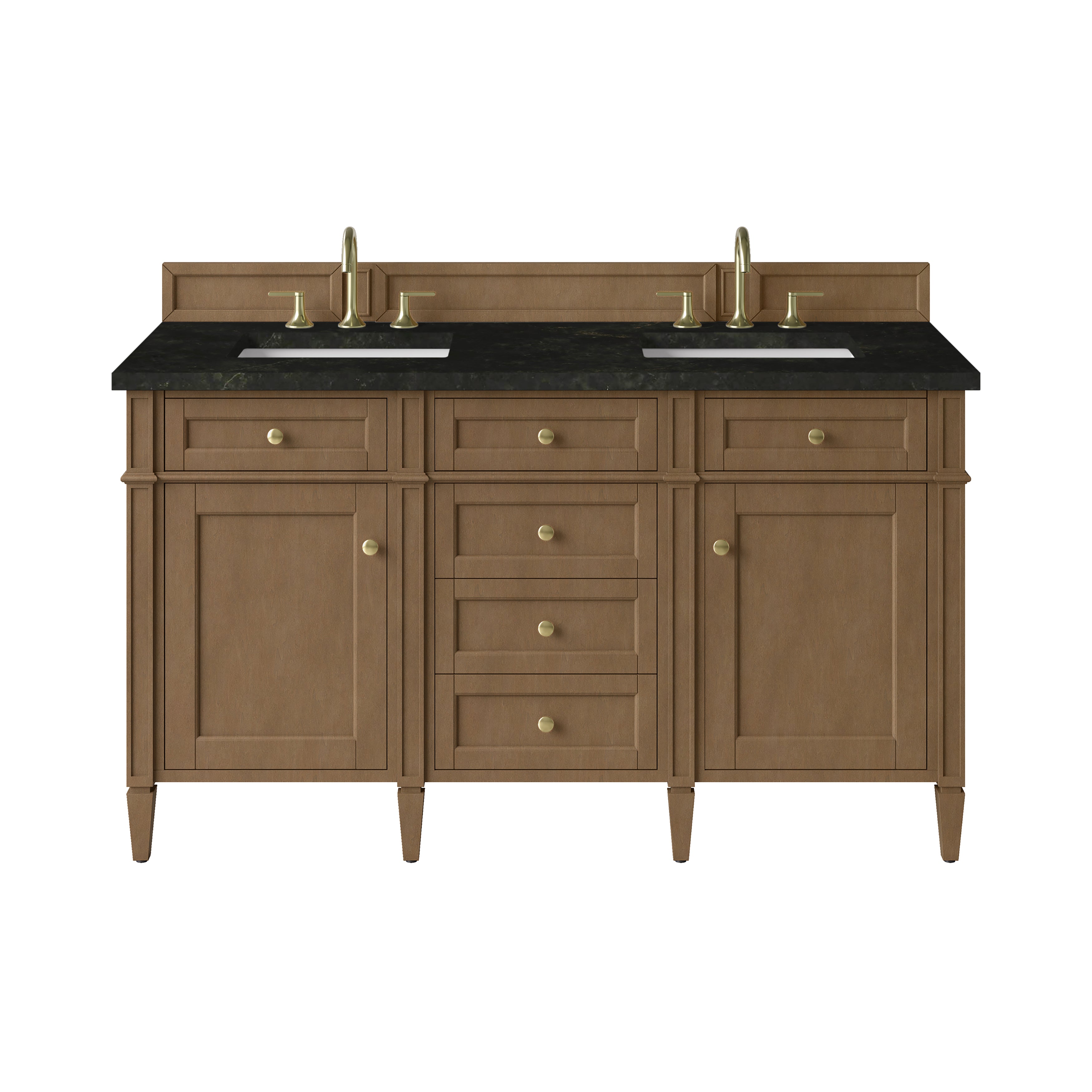 James Martin Brittany 60" Double Vanity in Pecan with 3cm Countertop