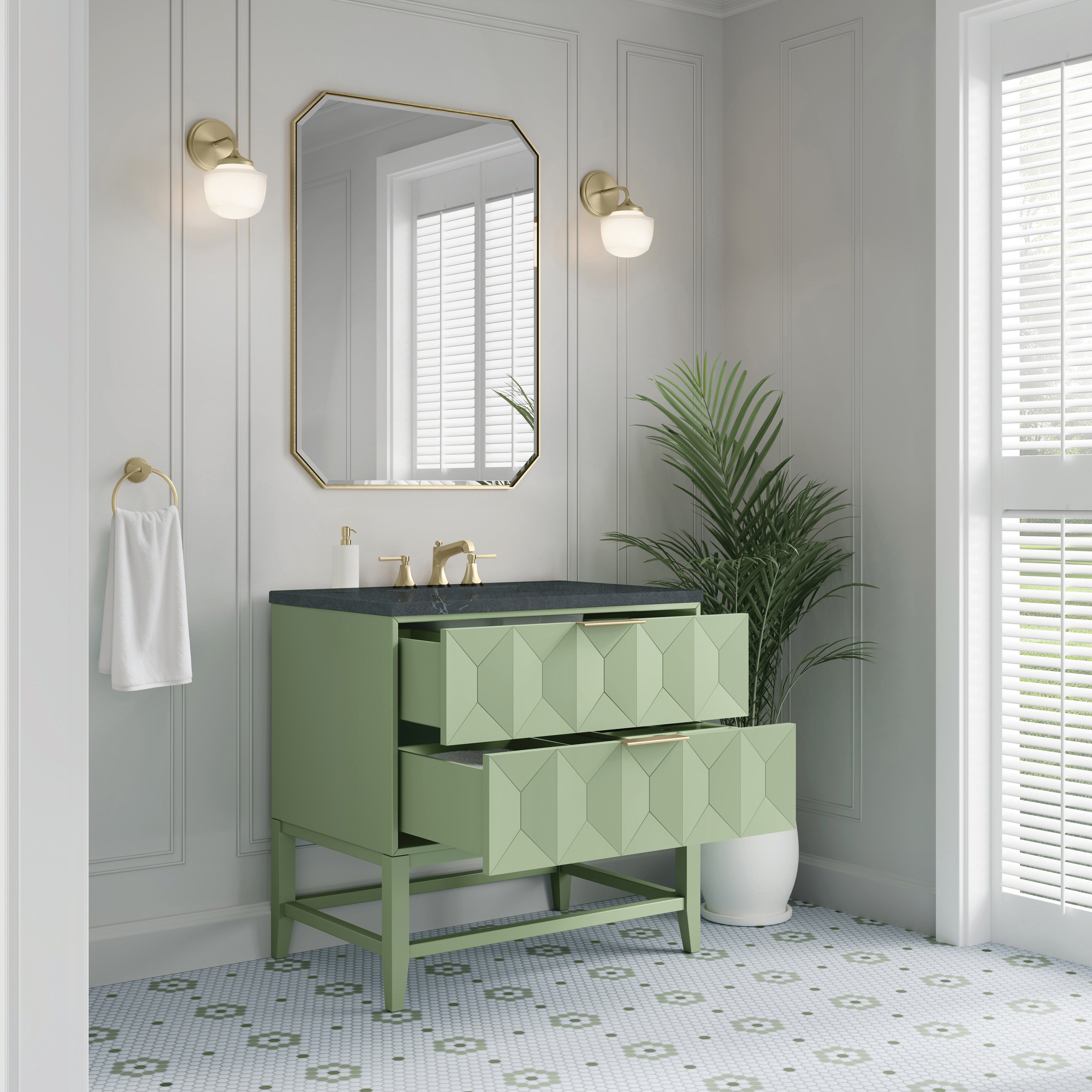 James Martin Emmeline 36" Single Vanity in Pistachio with 3cm Countertop