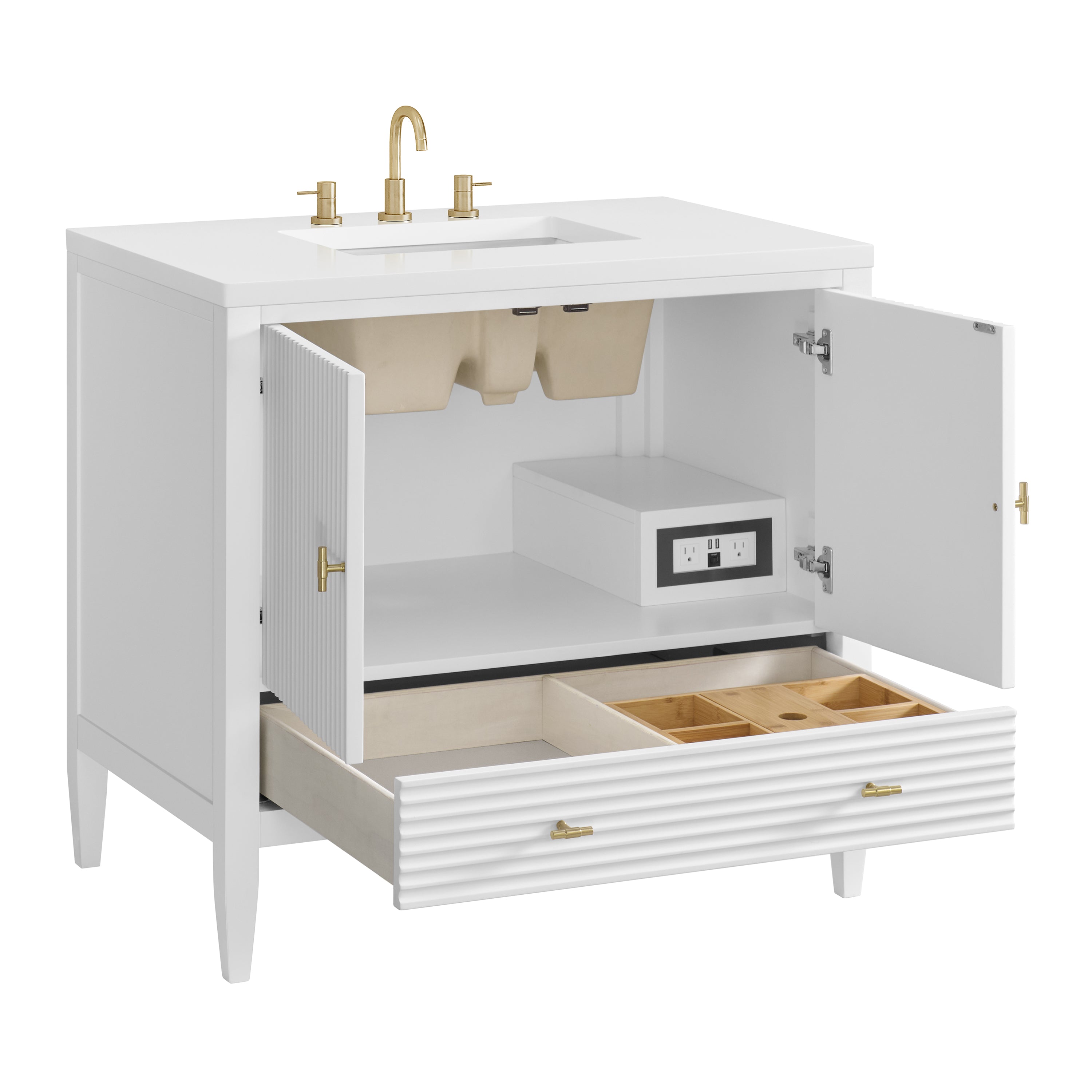 James Martin Myrrin 36" Vanity in Bright White with 3cm Countertop