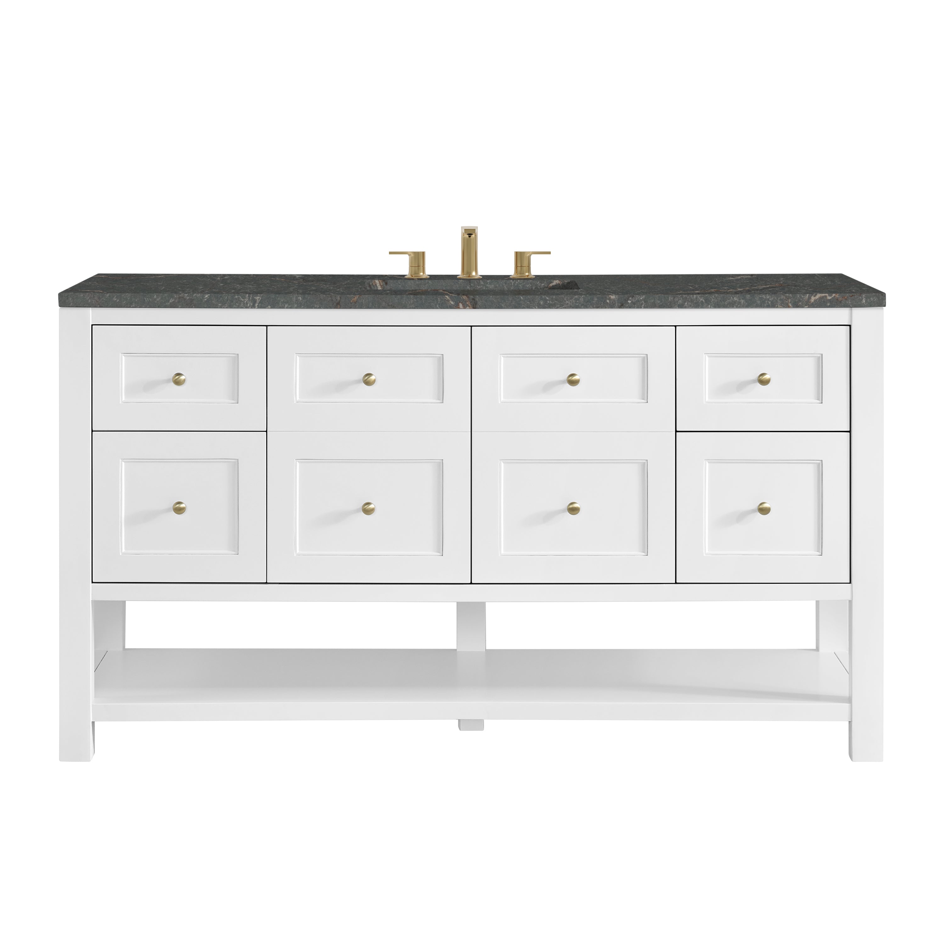 James Martin Breckenridge 60" Single Vanity in Bright White with 3cm Countertop and FreePower Wireless Charger
