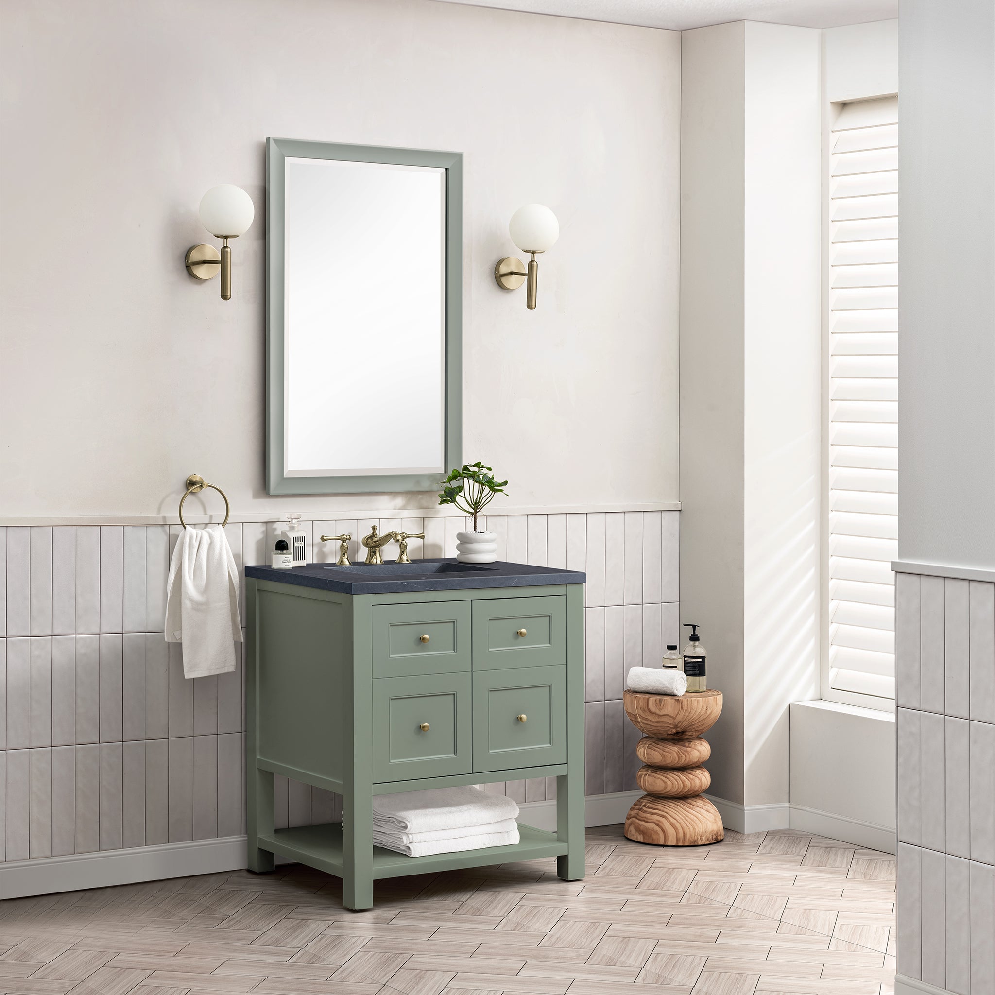 James Martin Breckenridge 30" Single Vanity in Smokey Celadon with 3cm Countertop