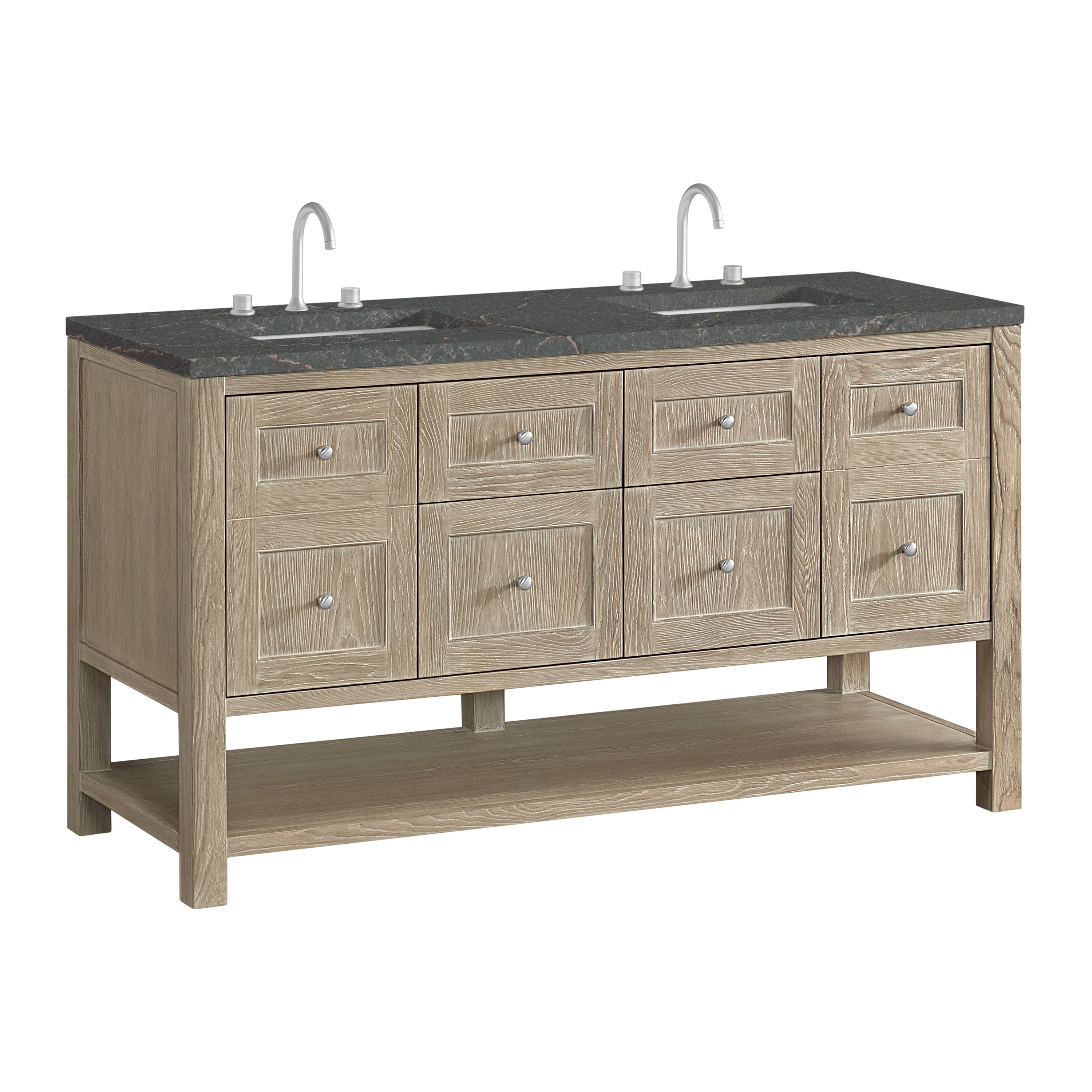 James Martin Breckenridge 60" Double Vanity in Whitewashed Oak with 3cm Countertop