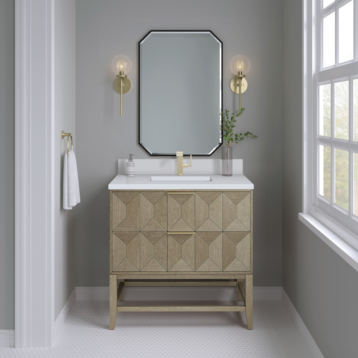 Emmeline 36" Single Vanity Cabinet, Pebble Oak