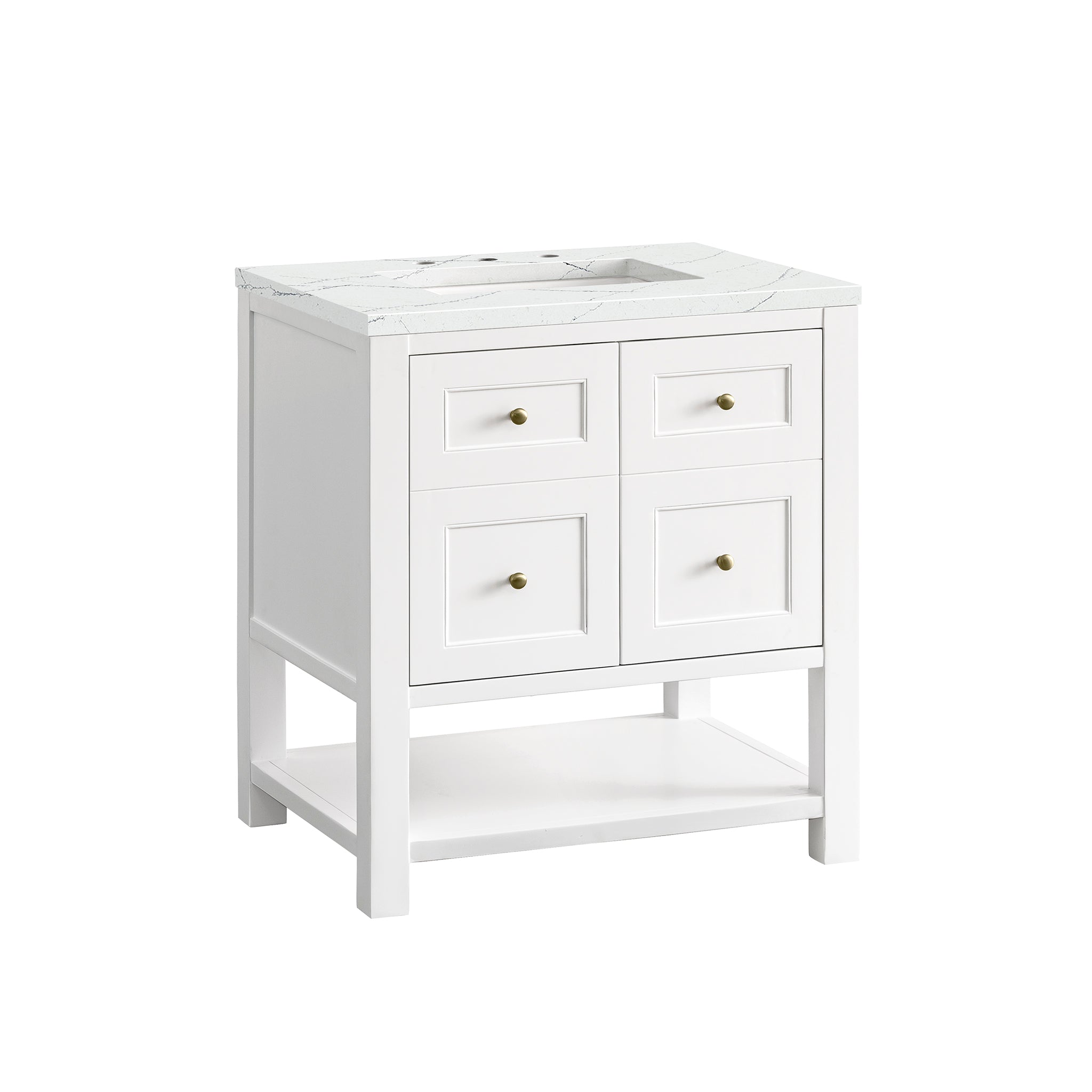 James Martin Breckenridge 30" Single Vanity in Bright White with 3cm Countertop
