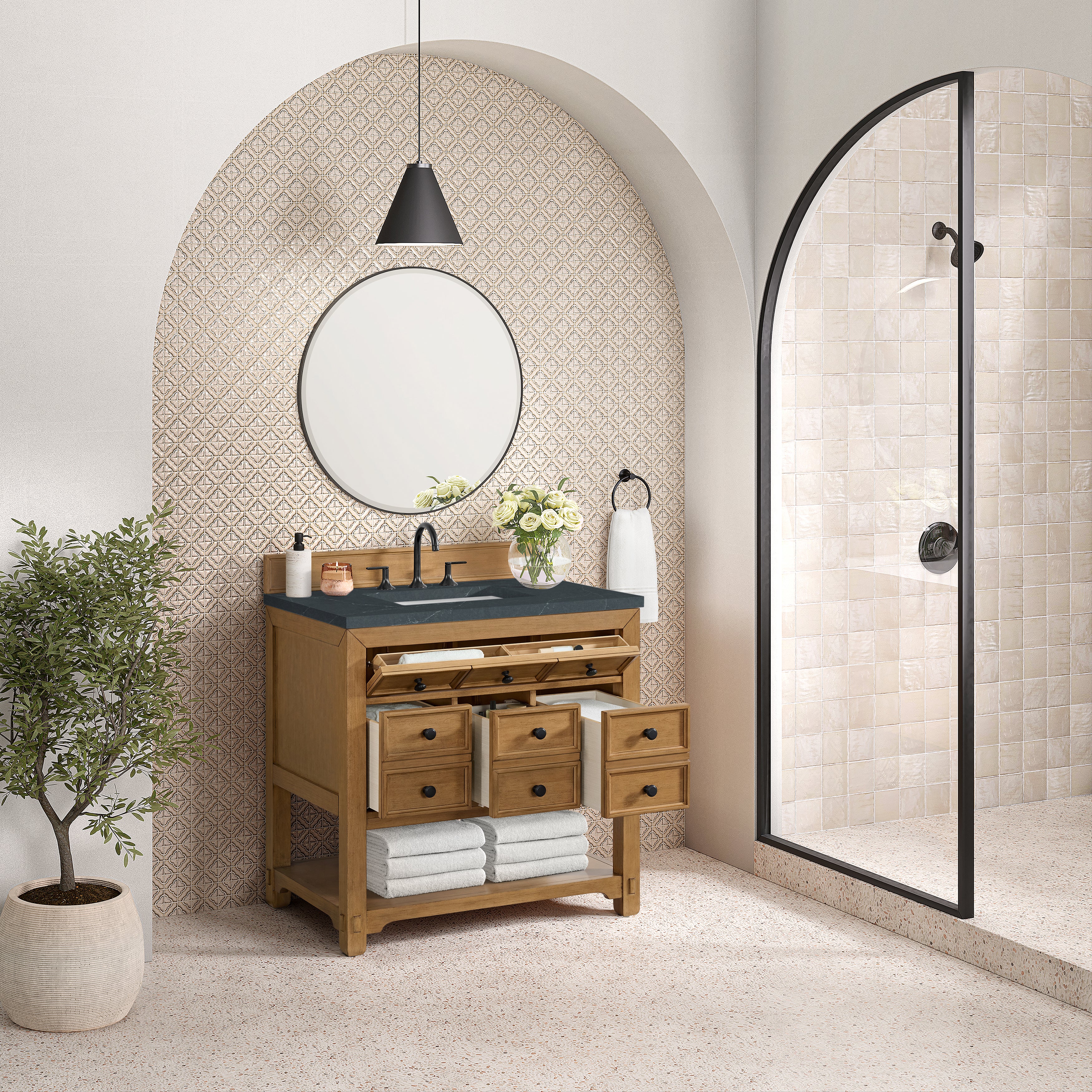 James Martin Malibu 36" Single Vanity in Amber Birch with 3cm Countertop