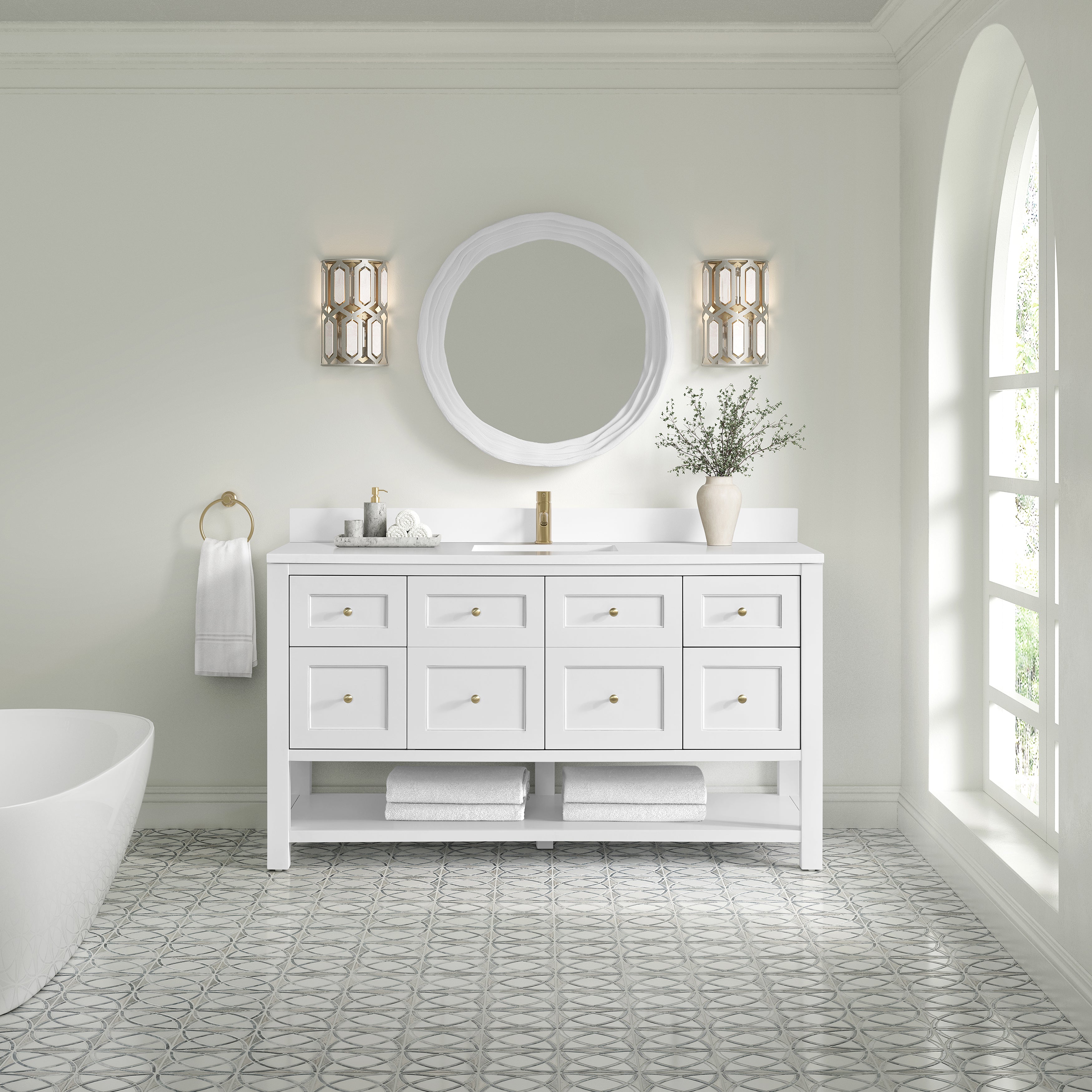 James Martin Breckenridge 60" Single Vanity in Bright White with 3cm Countertop