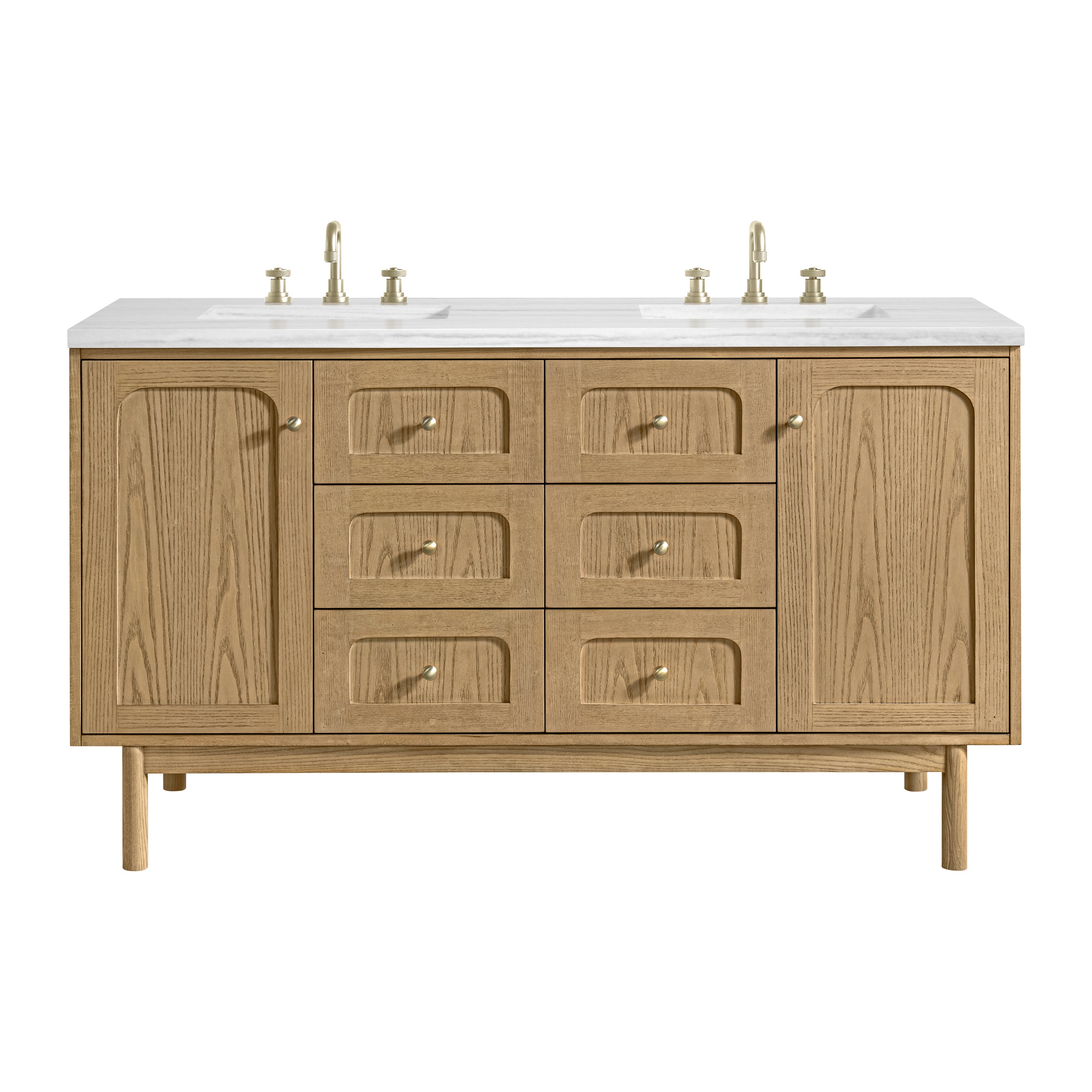 James Martin Laurent 60" Double Vanity in Light Natural Oak with 3cm Countertop