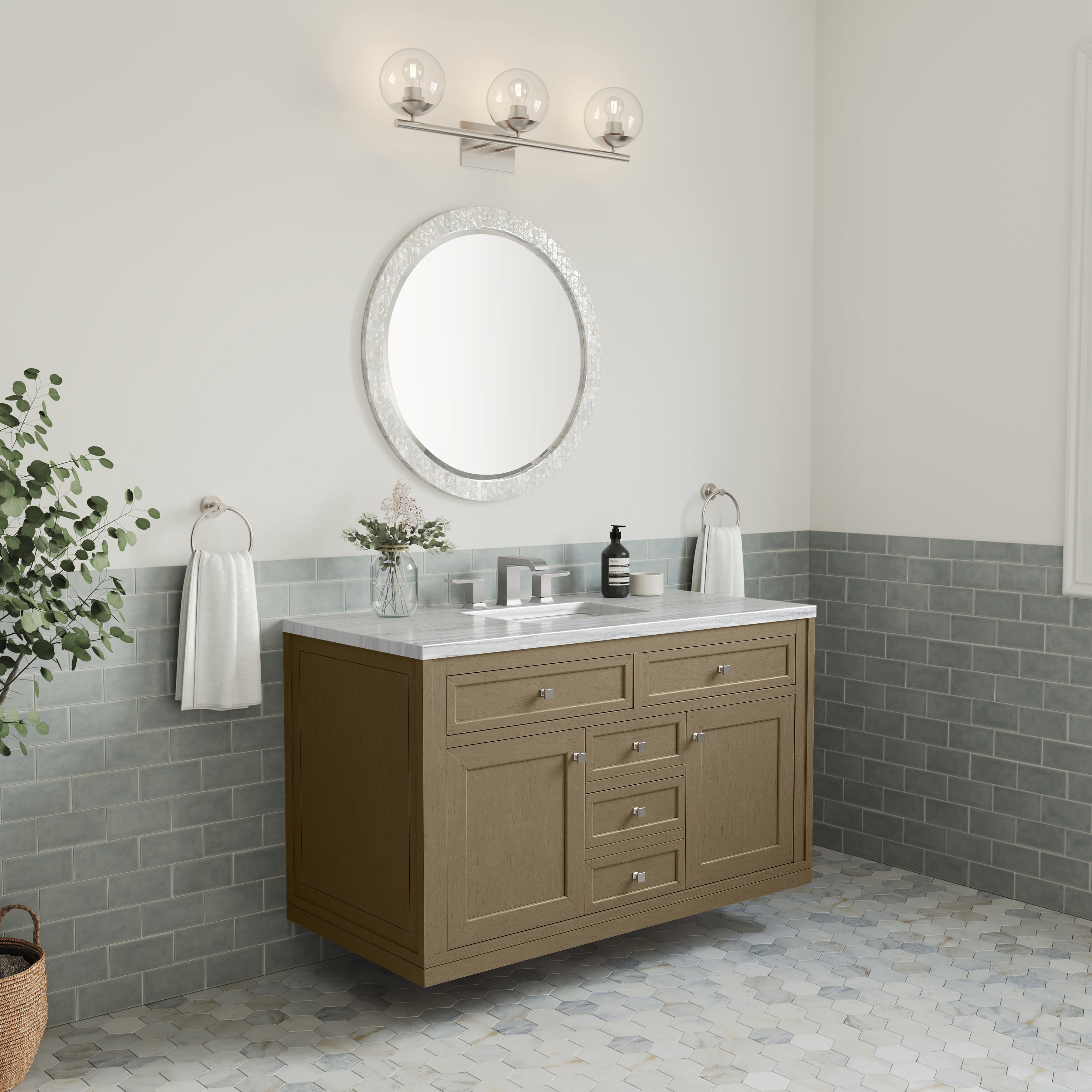 James Martin Chicago 48" Single Vanity in Walnut Whisper with 3cm Countertop