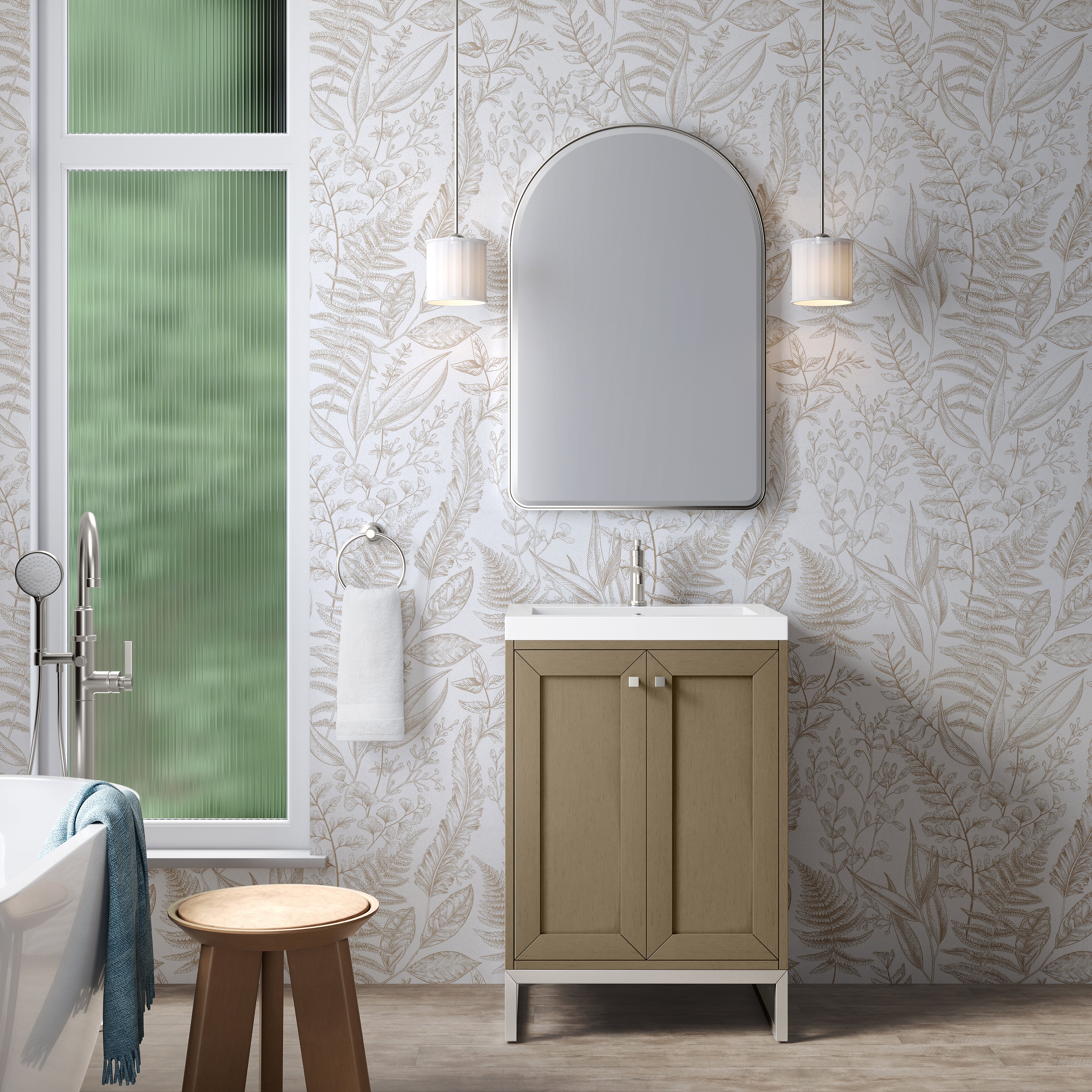 James Martin Chianti 24" Single Vanity in Glossy White with White Glossy Composite Stone Top