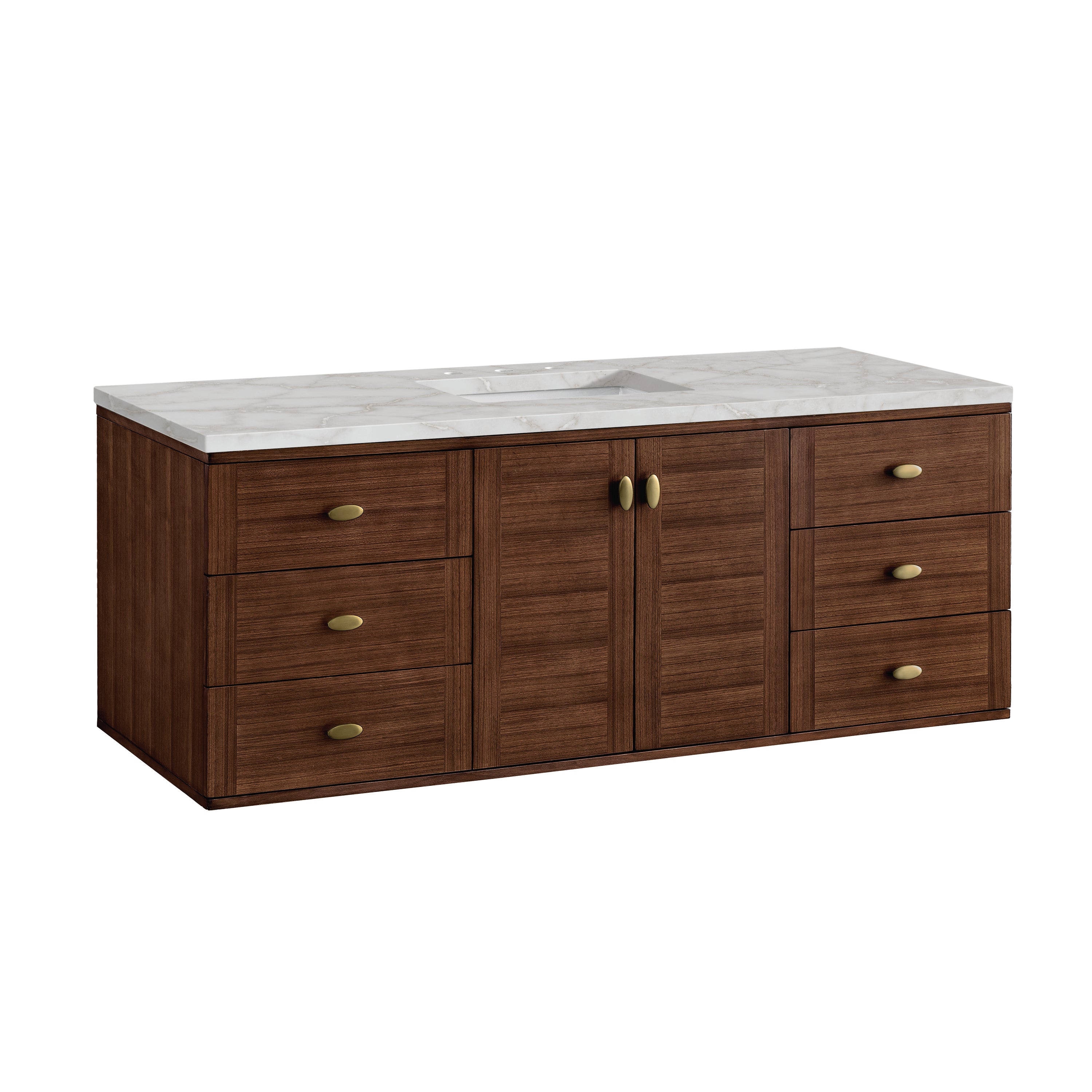 James Martin Amberly 60" Single Vanity in Mid-Century Walnut with 3cm Countertop