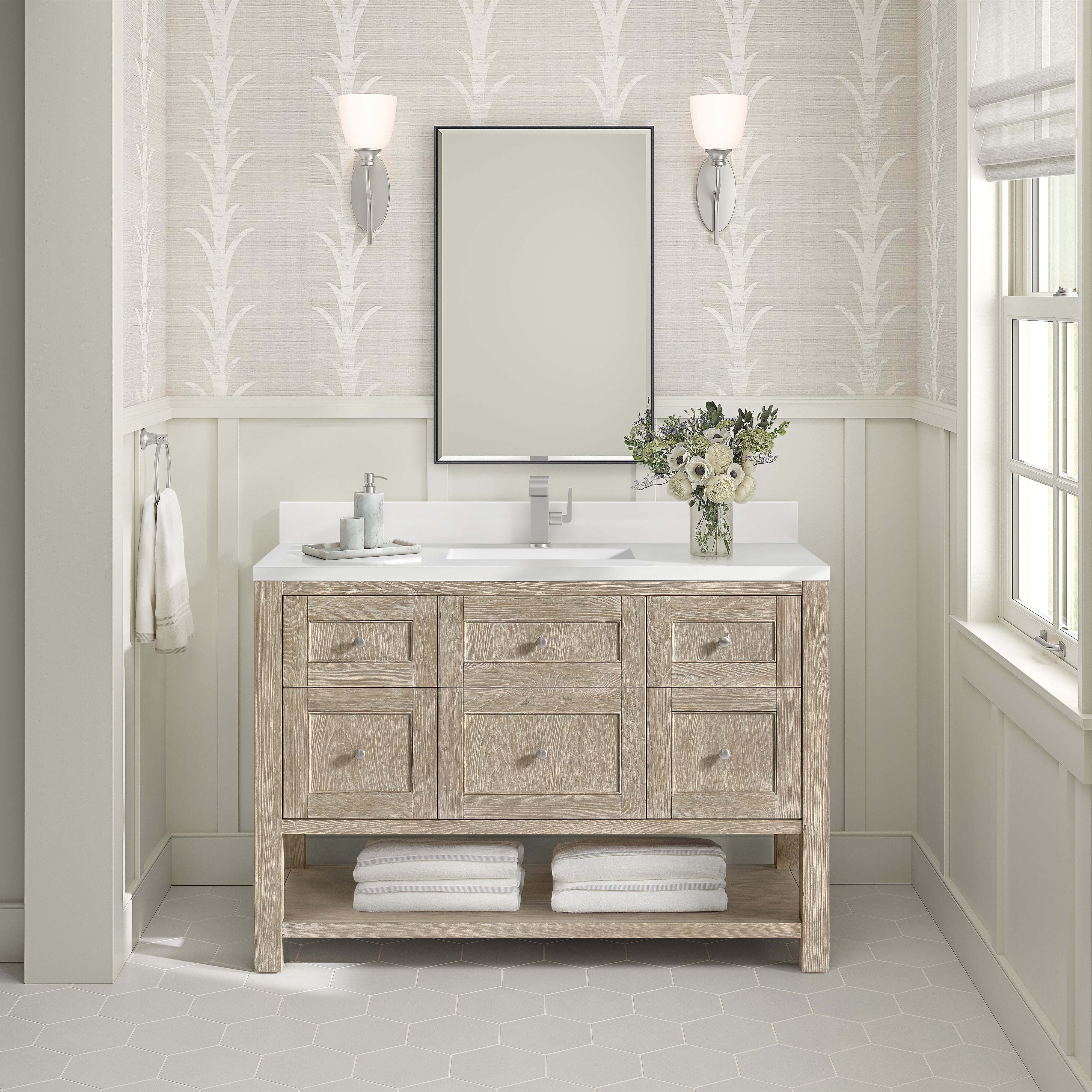 James Martin Breckenridge 48" Single Vanity in Whitewashed Oak with 3cm Countertop