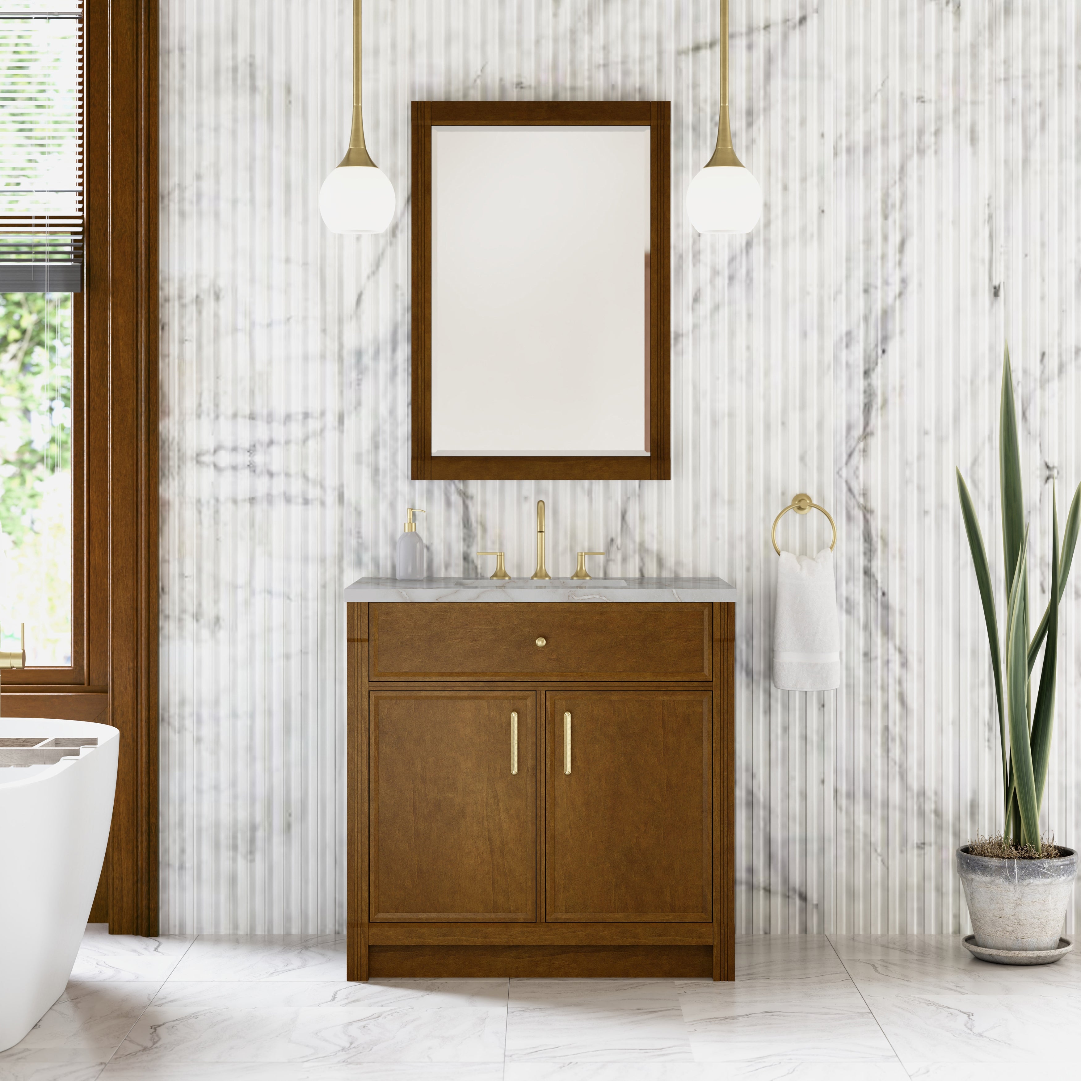 James Martin Bellshire 36" Single Vanity in Honey Oak with 3cm Countertop