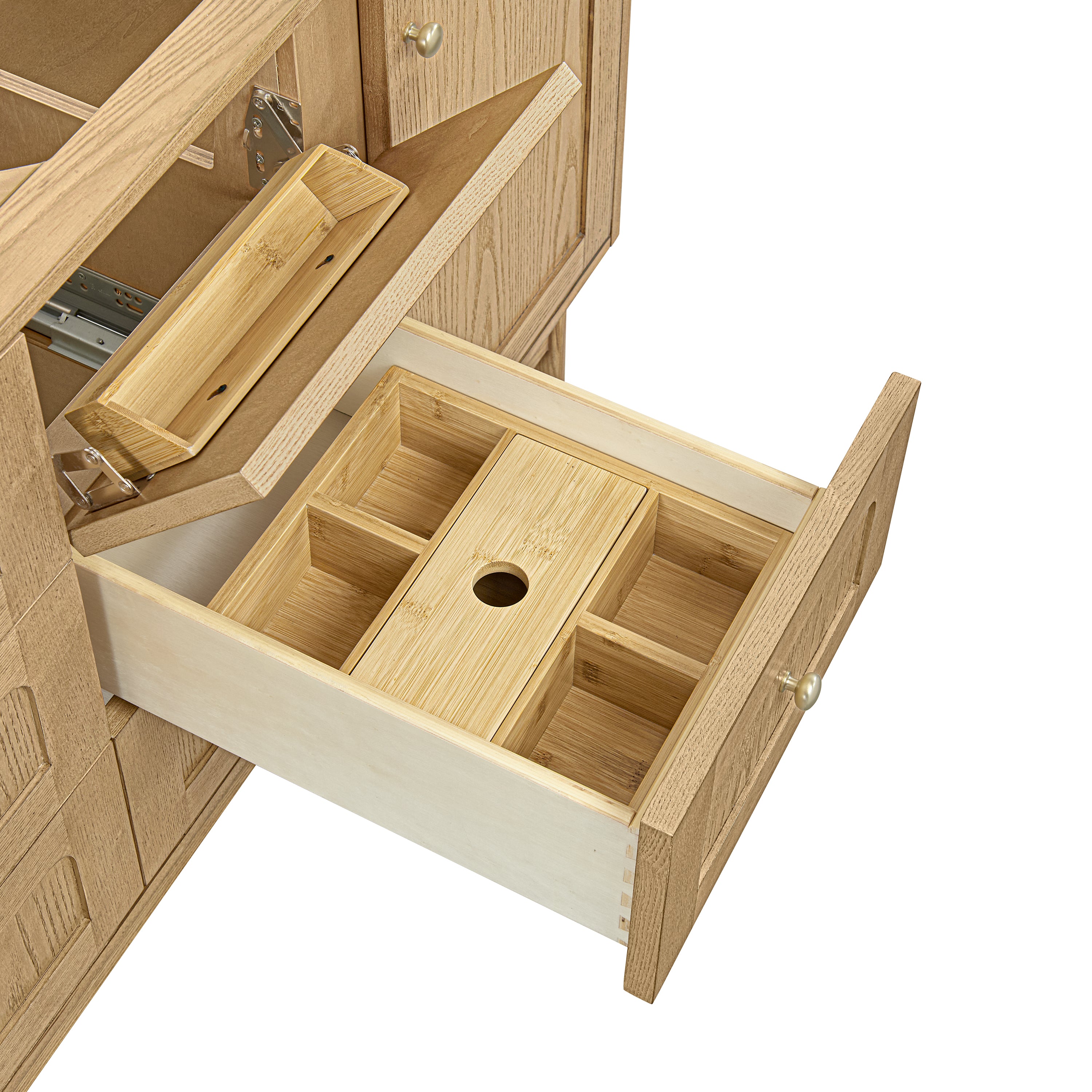 James Martin Laurent 60" Double Vanity in Light Natural Oak with 3cm Countertop and FreePower Wireless Charger