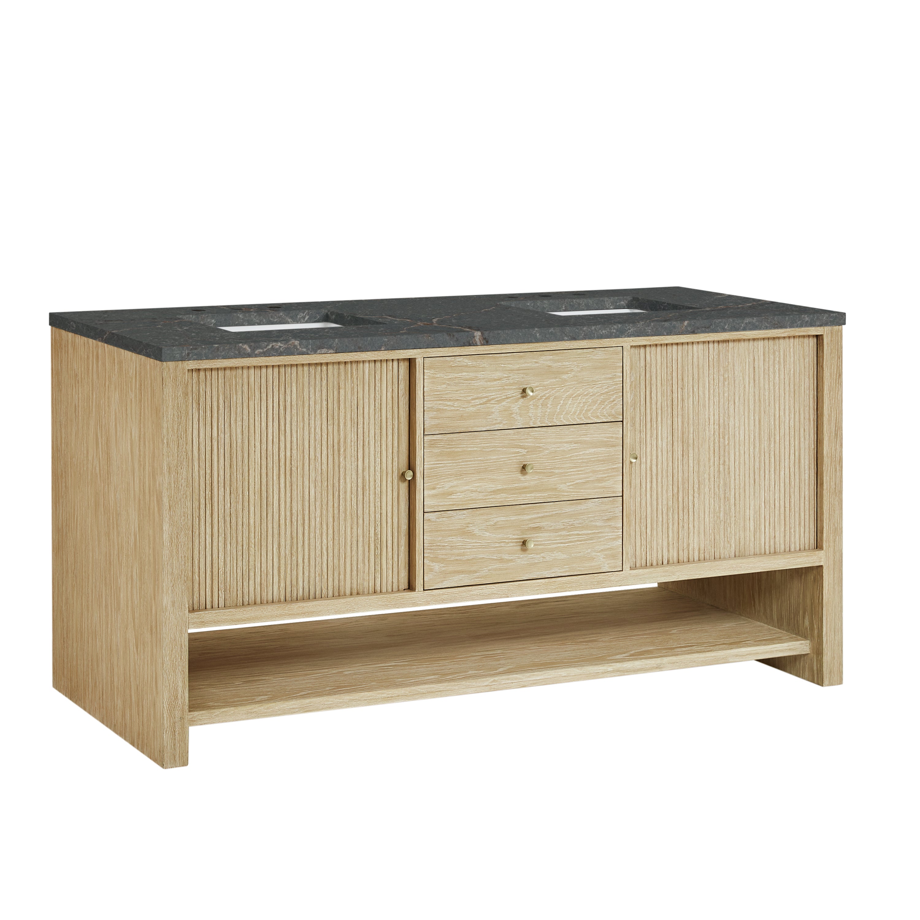 James Martin Marigot 72" Double Vanity in Sunwashed Oak with 3cm Countertop and FreePower Wireless Charger