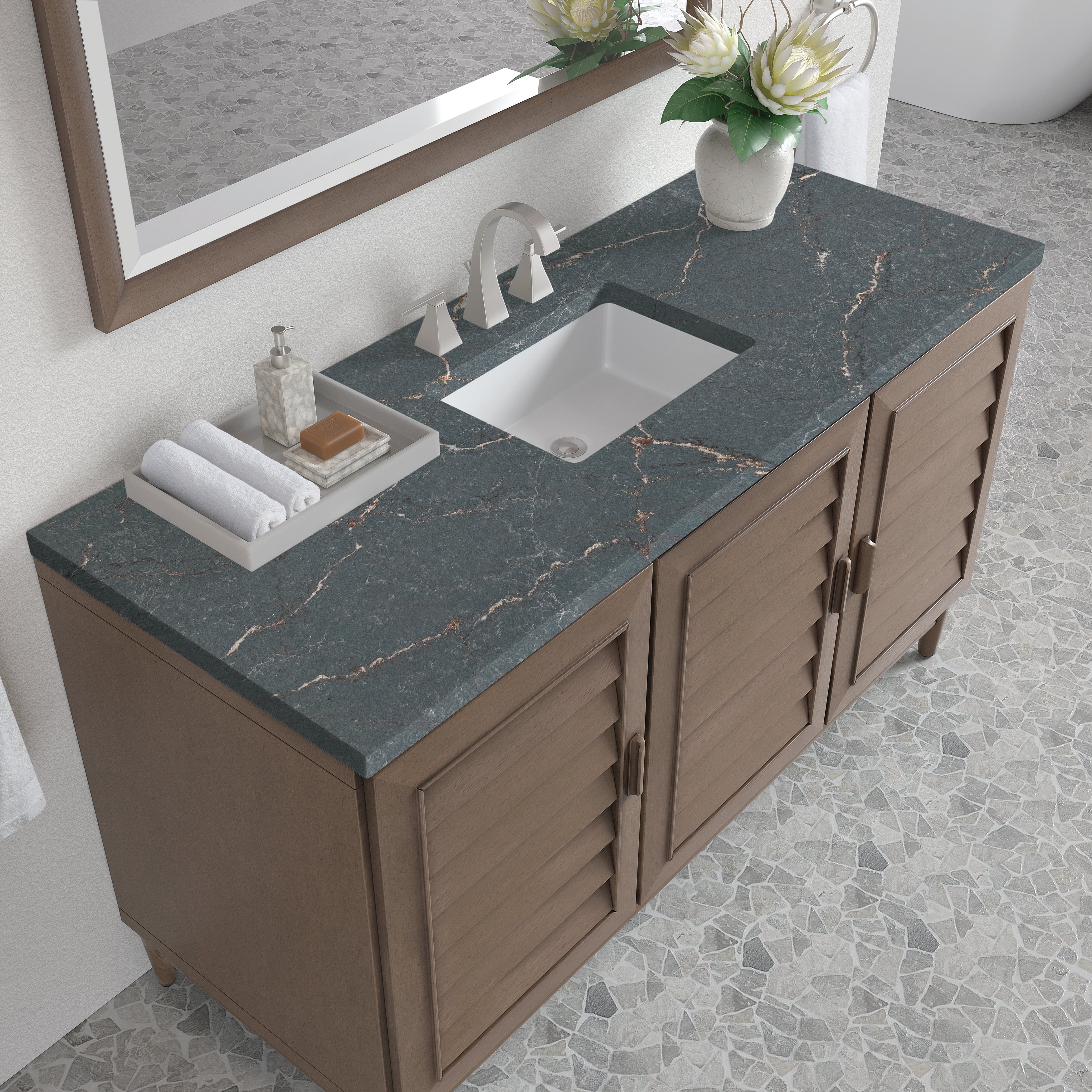 James Martin Portland 60" Single Vanity in Whitewashed Walnut with 3cm Countertop