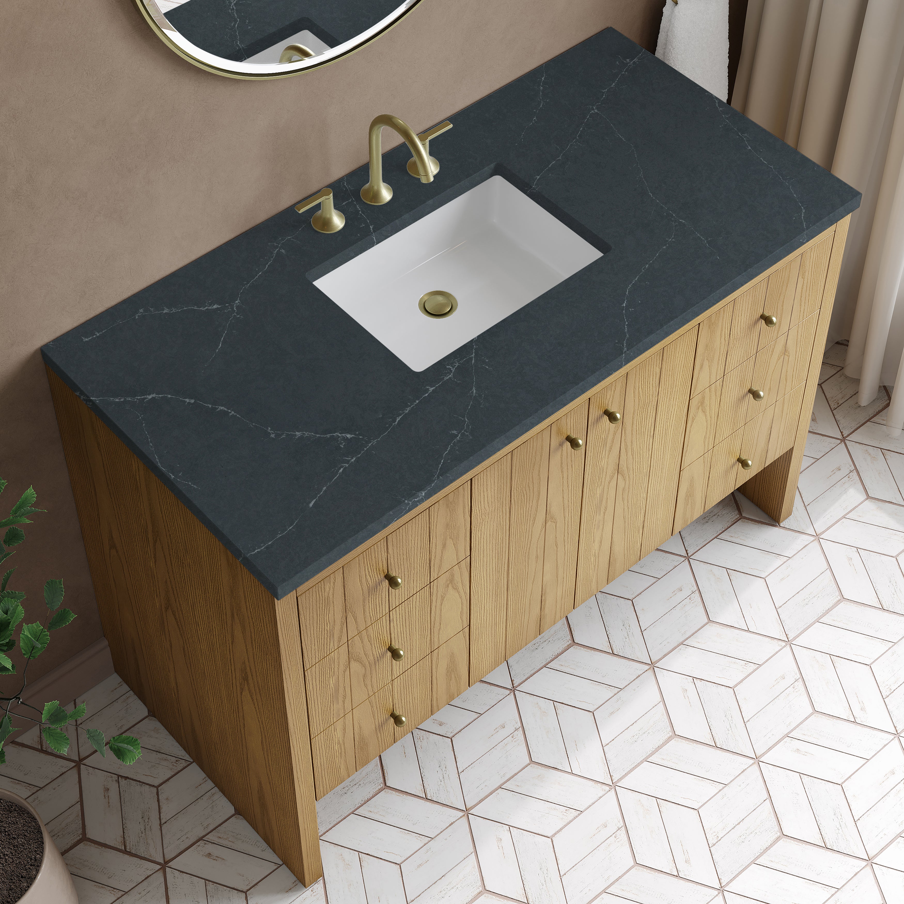 James Martin Hudson 48" Single Vanity in Light Natural Oak with 3cm Countertop