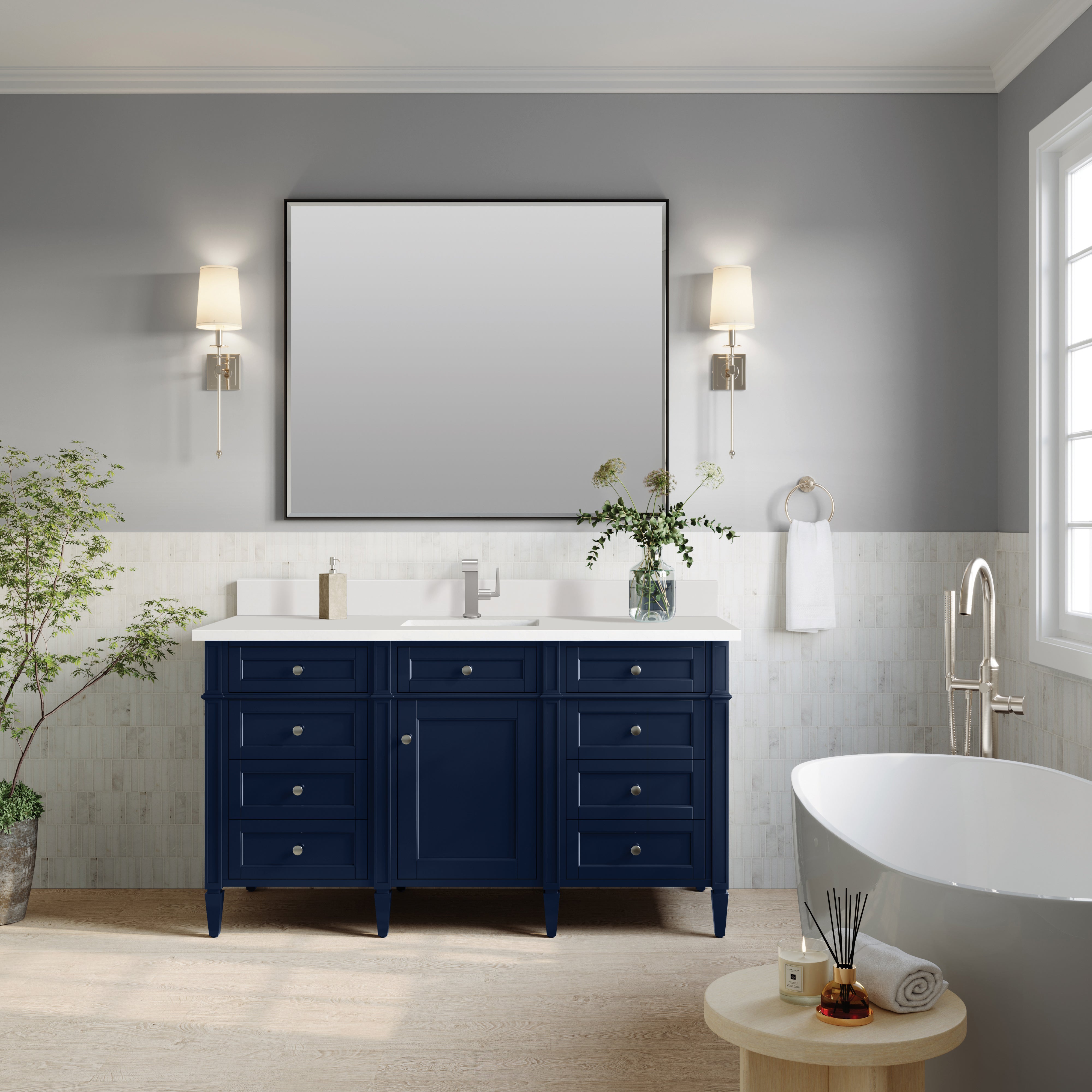 James Martin Brittany 60" Single Vanity in Victory Bleu with 3cm Countertop
