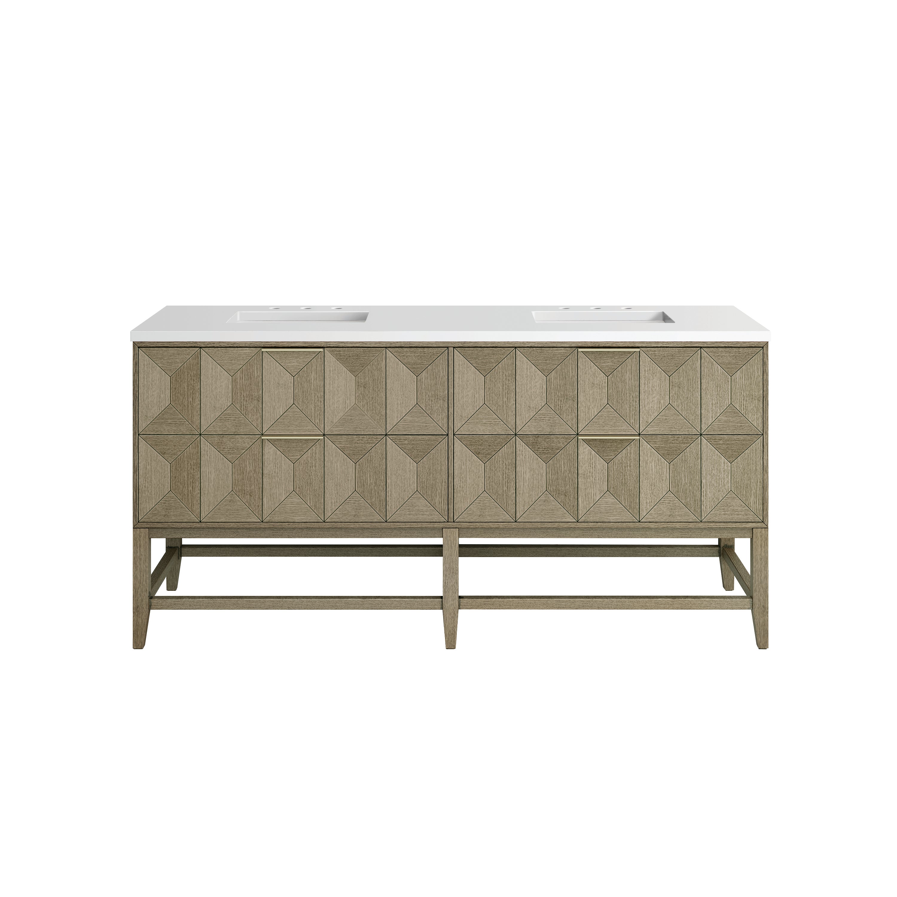 James Martin Emmeline 72" Double Vanity in Pebble Oak with 3cm Countertop
