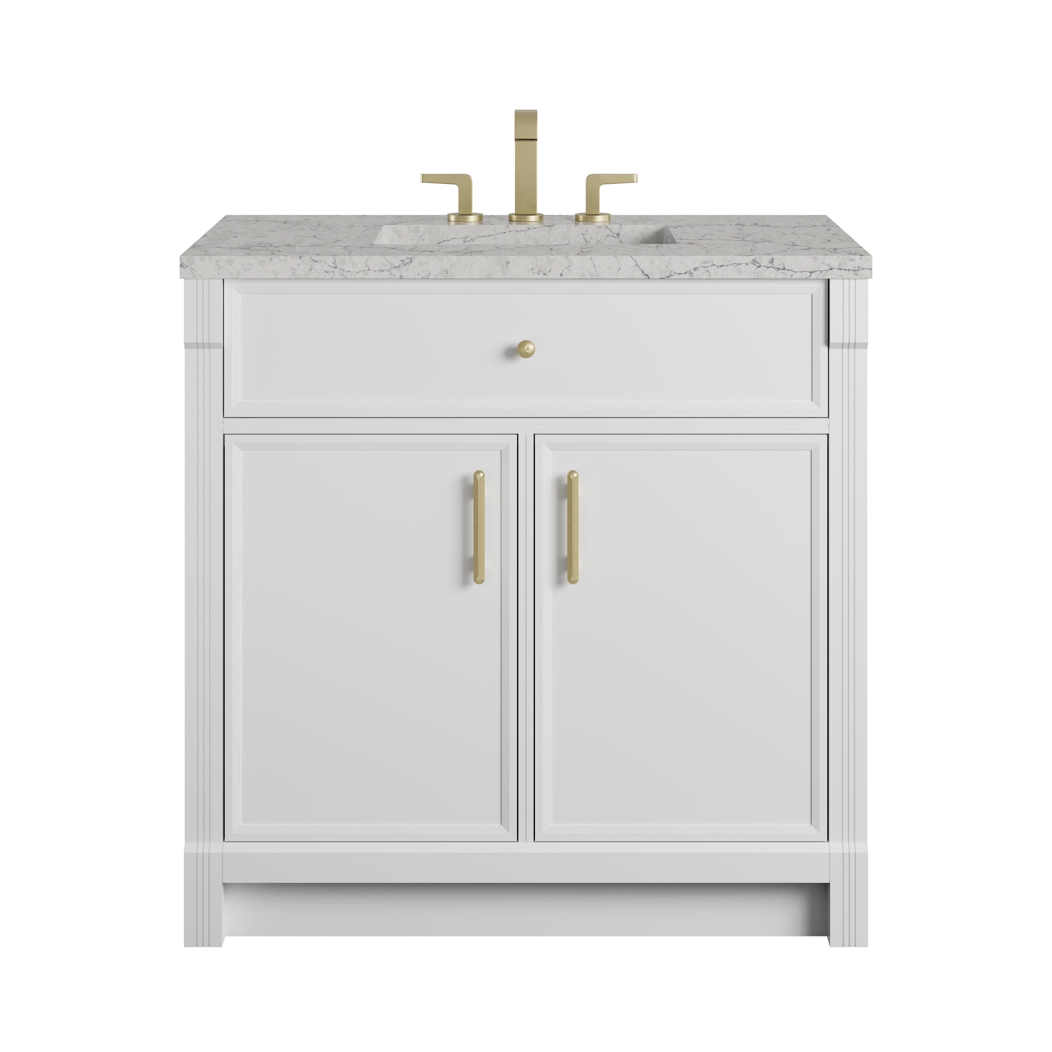 James Martin Bellshire 36" Single Vanity in Bright White with 3cm Countertop