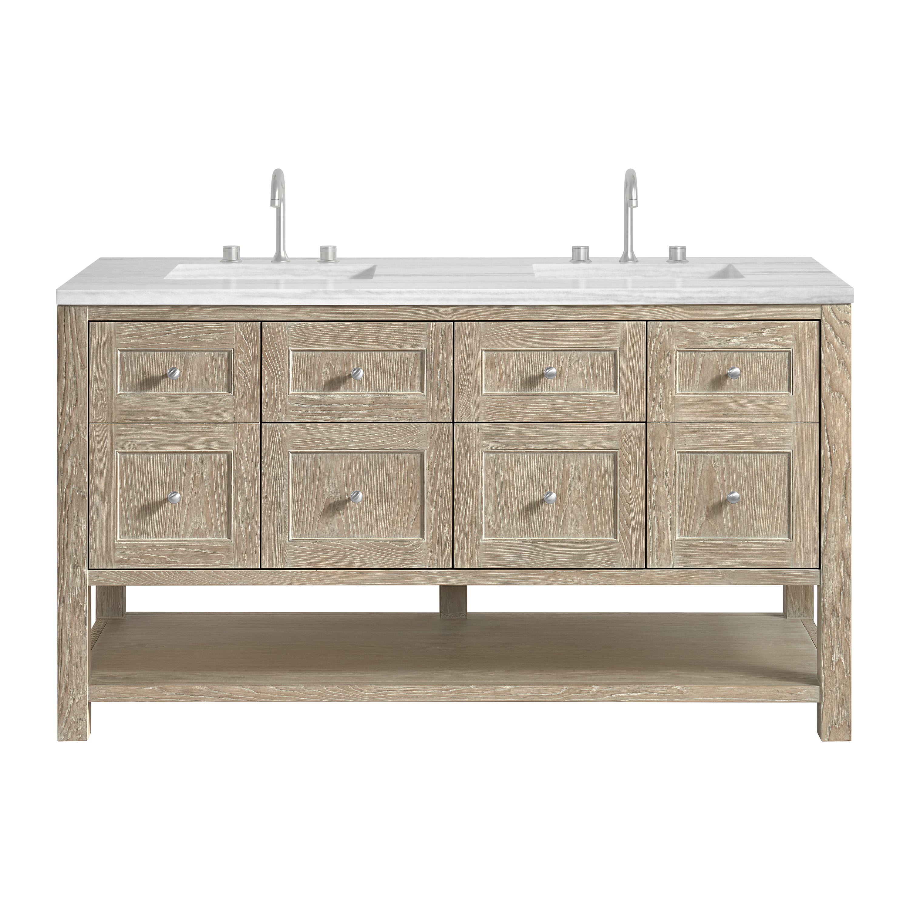 James Martin Breckenridge 60" Double Vanity in Whitewashed Oak with 3cm Countertop
