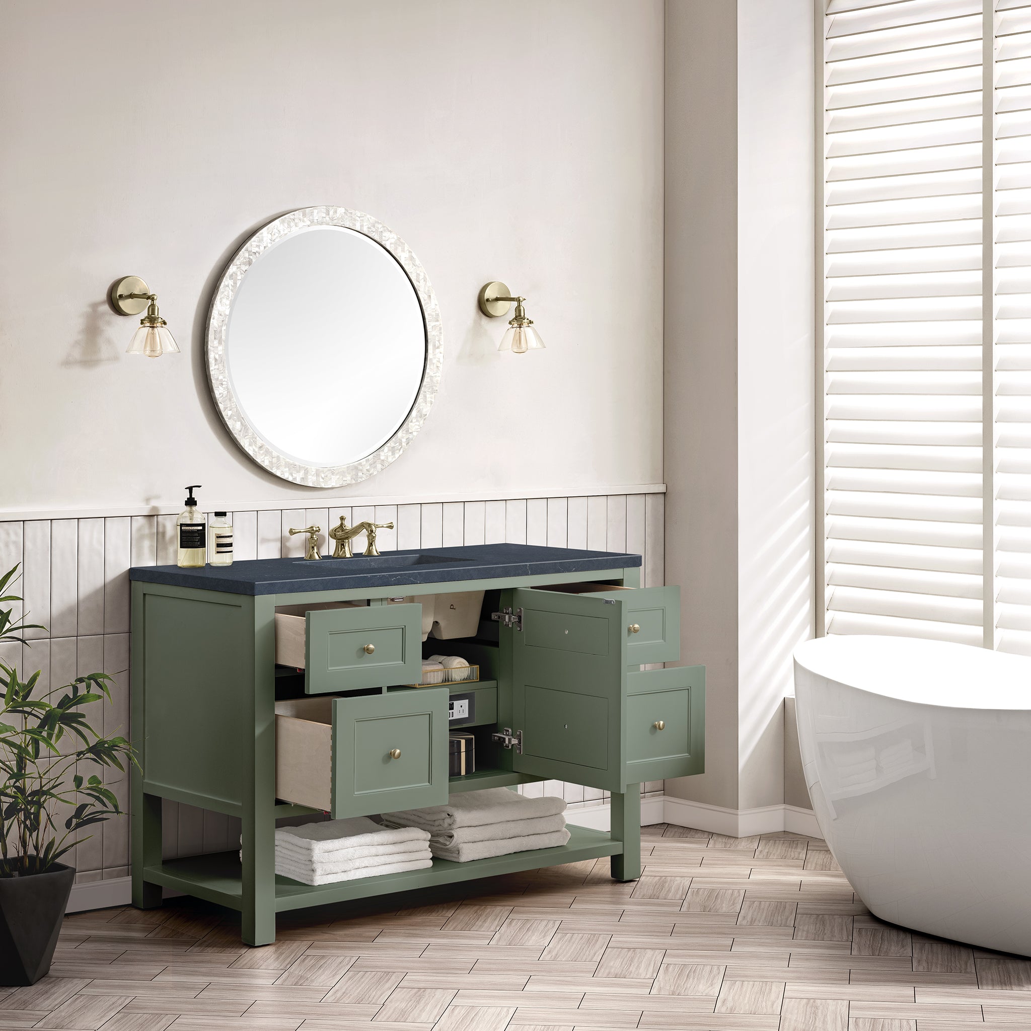 James Martin Breckenridge 48" Single Vanity in Smokey Celadon with 3cm Countertop