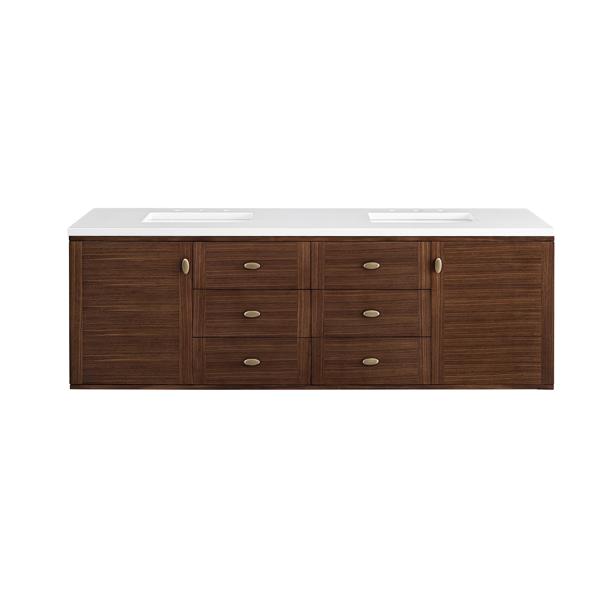 James Martin Amberly 72" Double Vanity in Mid-Century Walnut with 3cm Countertop