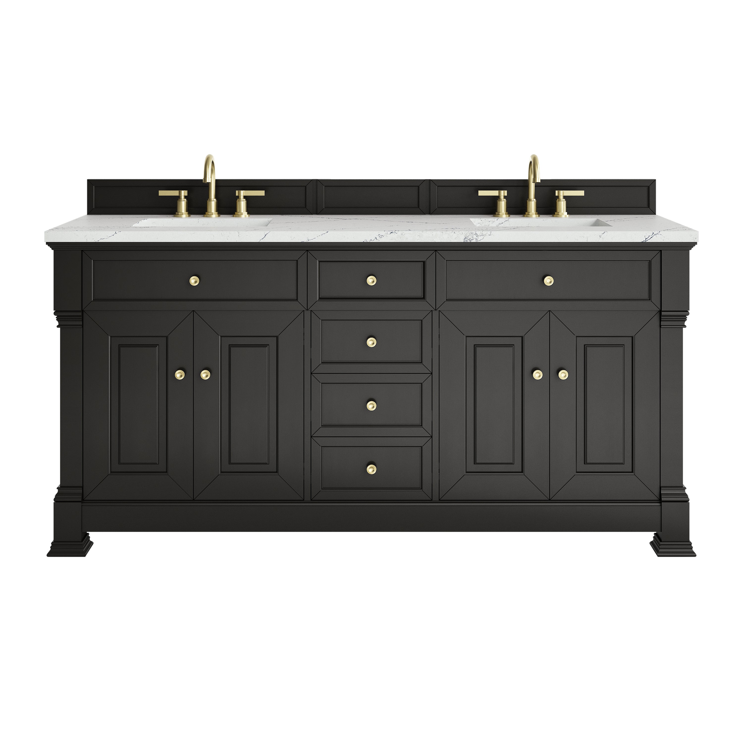 James Martin Brookfield 72" Double Vanity in Black Onyx with 3cm Countertop and FreePower Wireless Charger