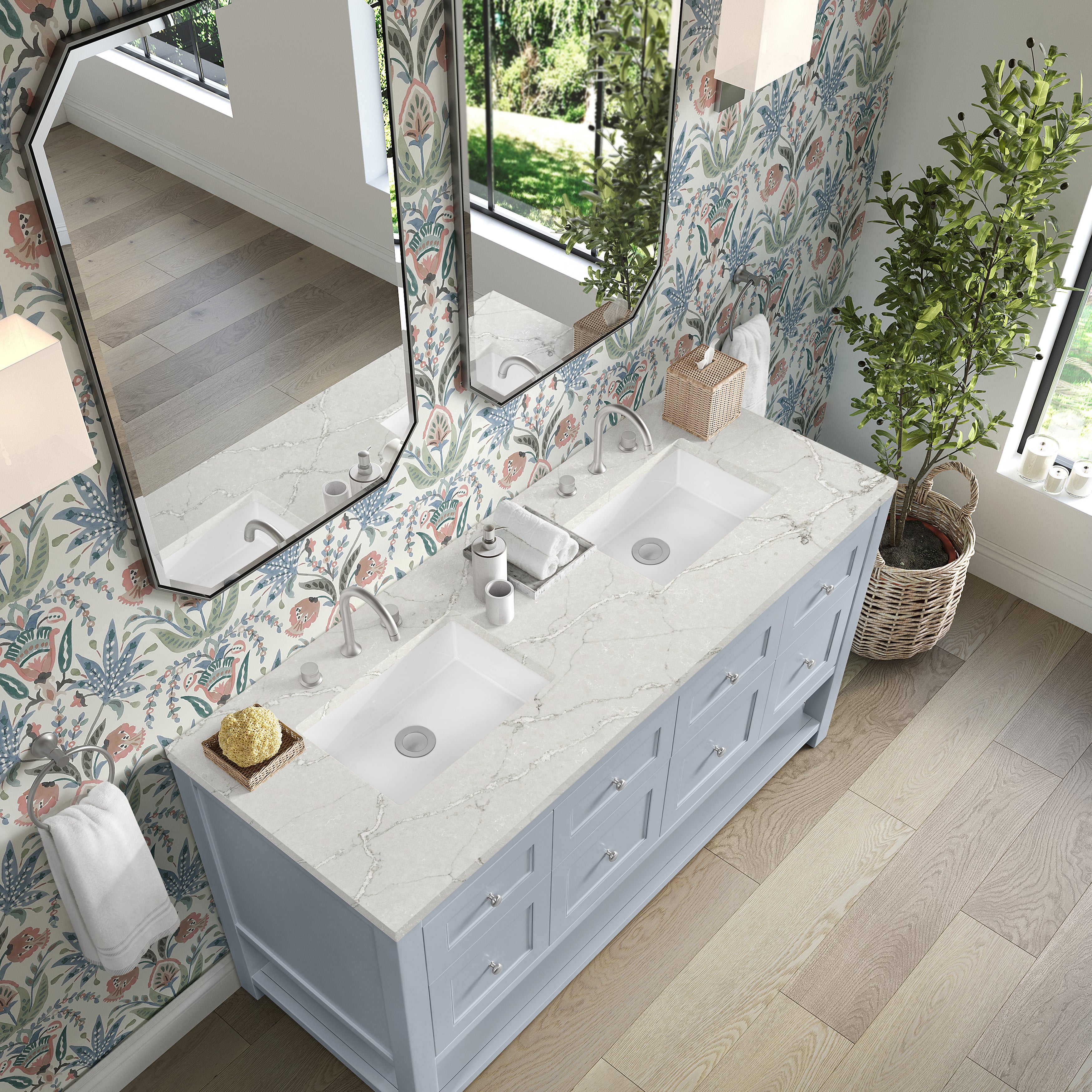 James Martin Breckenridge 60" Double Vanity in Serenity Blue with 3cm Countertop