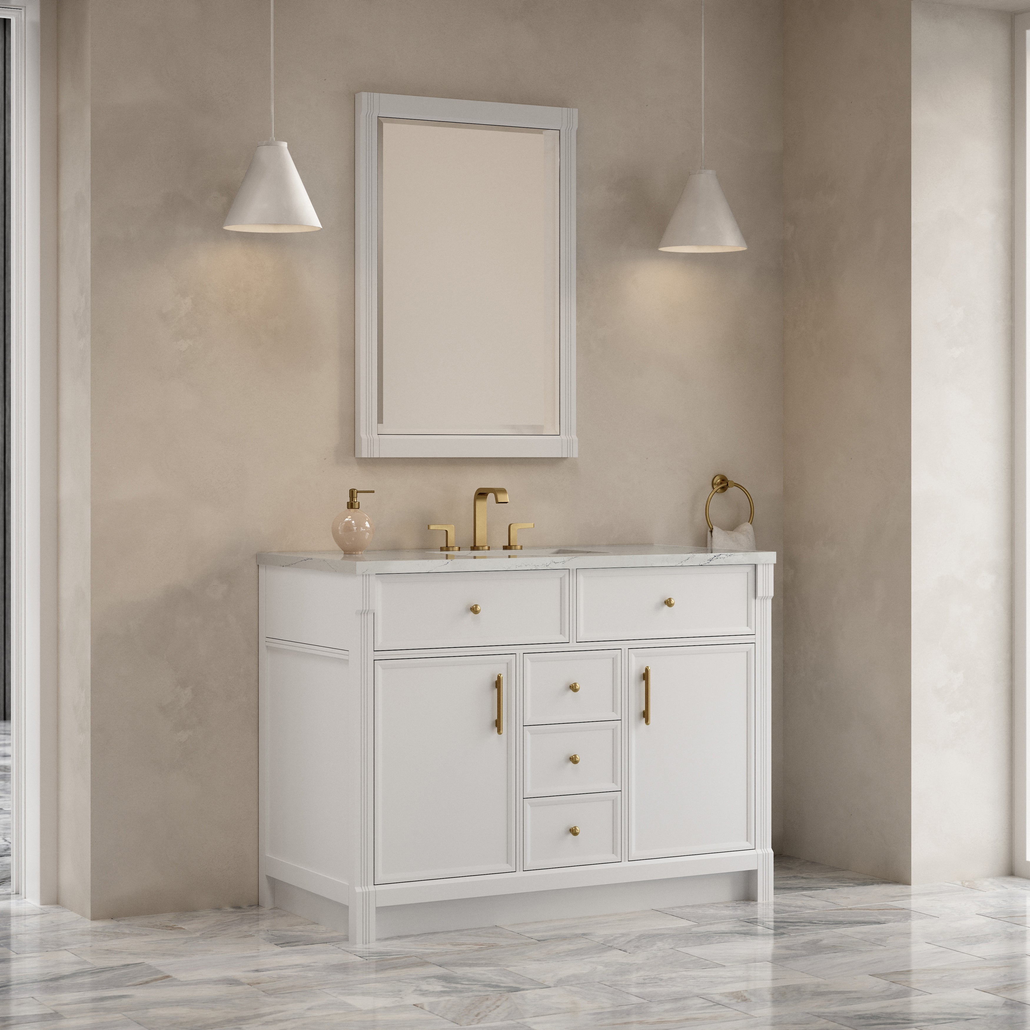 James Martin Bellshire 48" Single Vanity in Bright White with 3cm Countertop