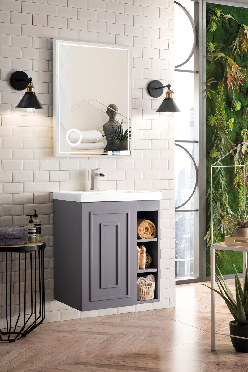 Alicante 24" Single Vanity with White Glossy Composite Stone Top