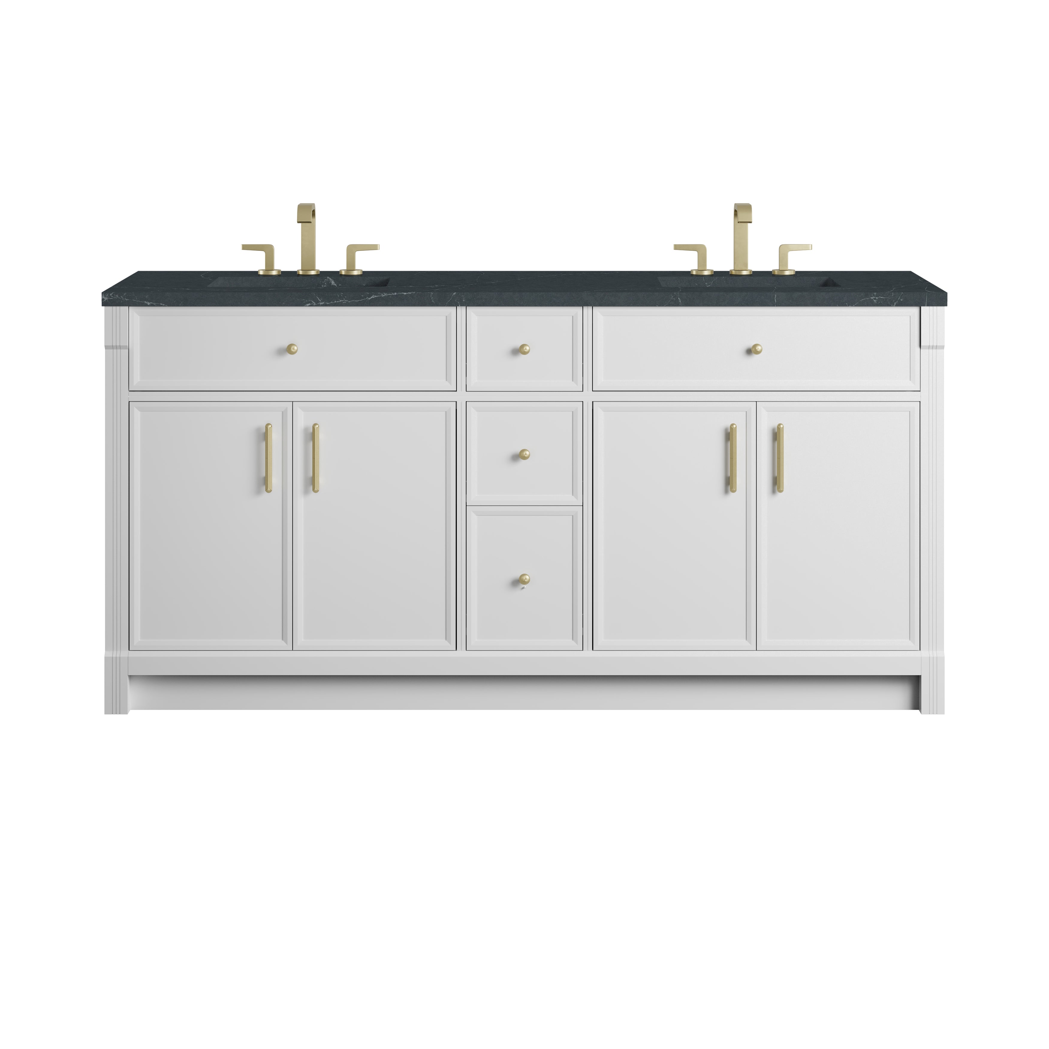 James Martin Bellshire 72" Double Vanity in Bright White with 3cm Countertop