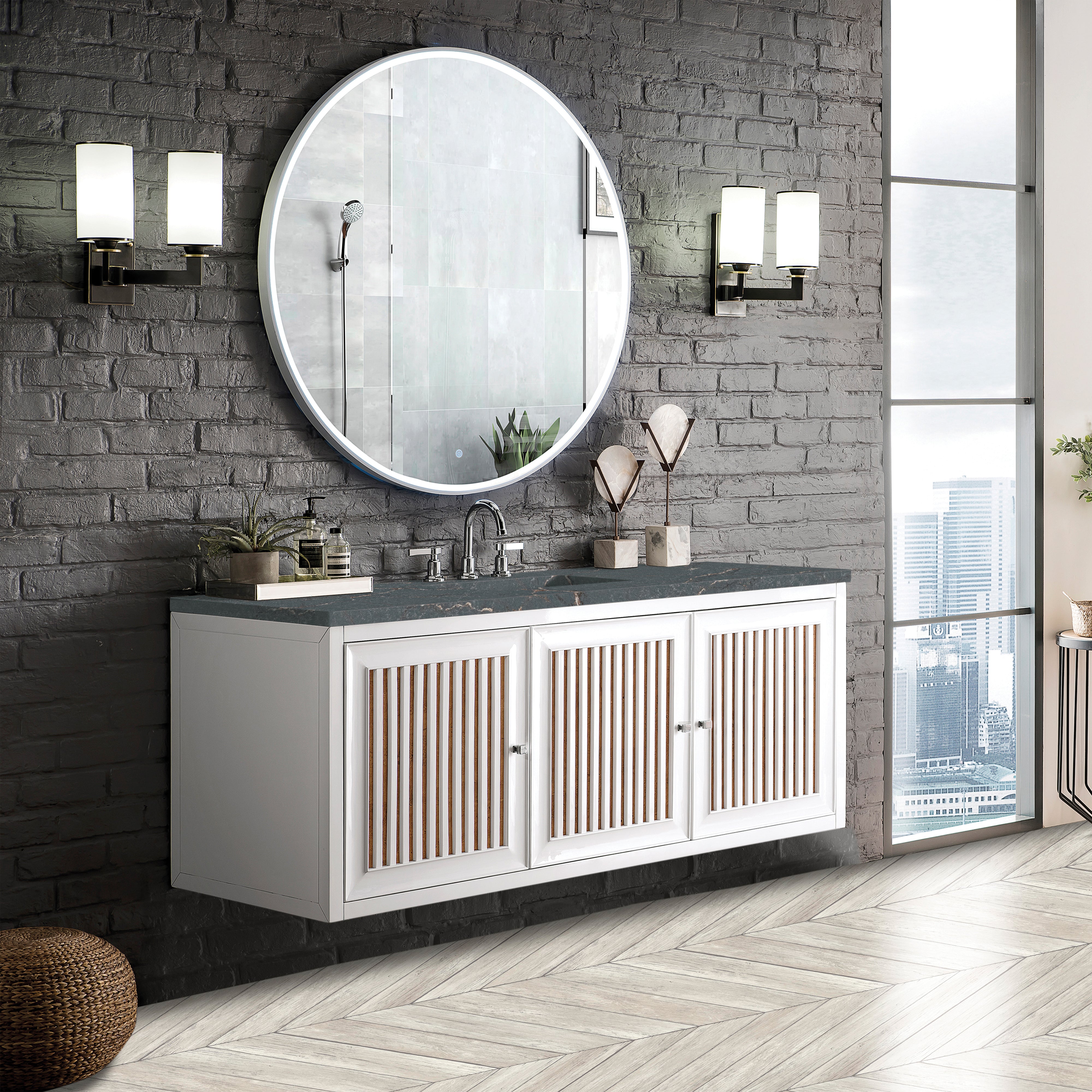 James Martin Athens 60" Single Vanity in Glossy White with 3cm Countertop