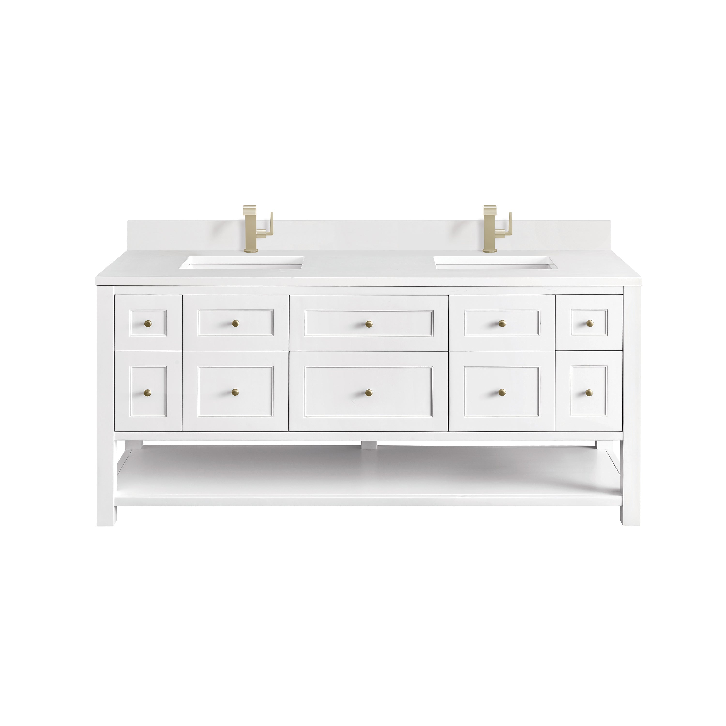 James Martin Breckenridge 72" Double Vanity in Bright White with 3cm Countertop