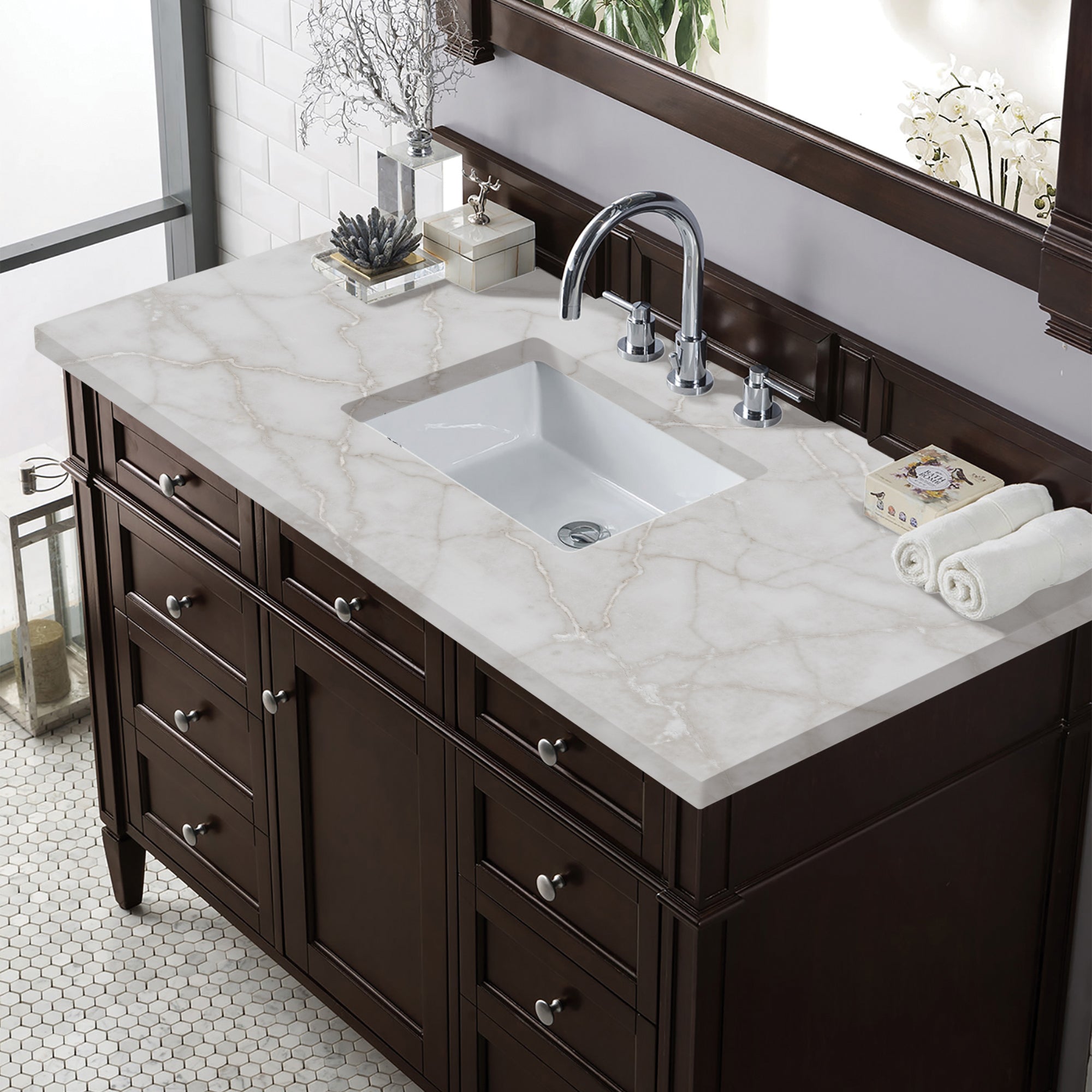 James Martin Brittany 48" Single Vanity in Burnished Mahogany with 3cm Countertop