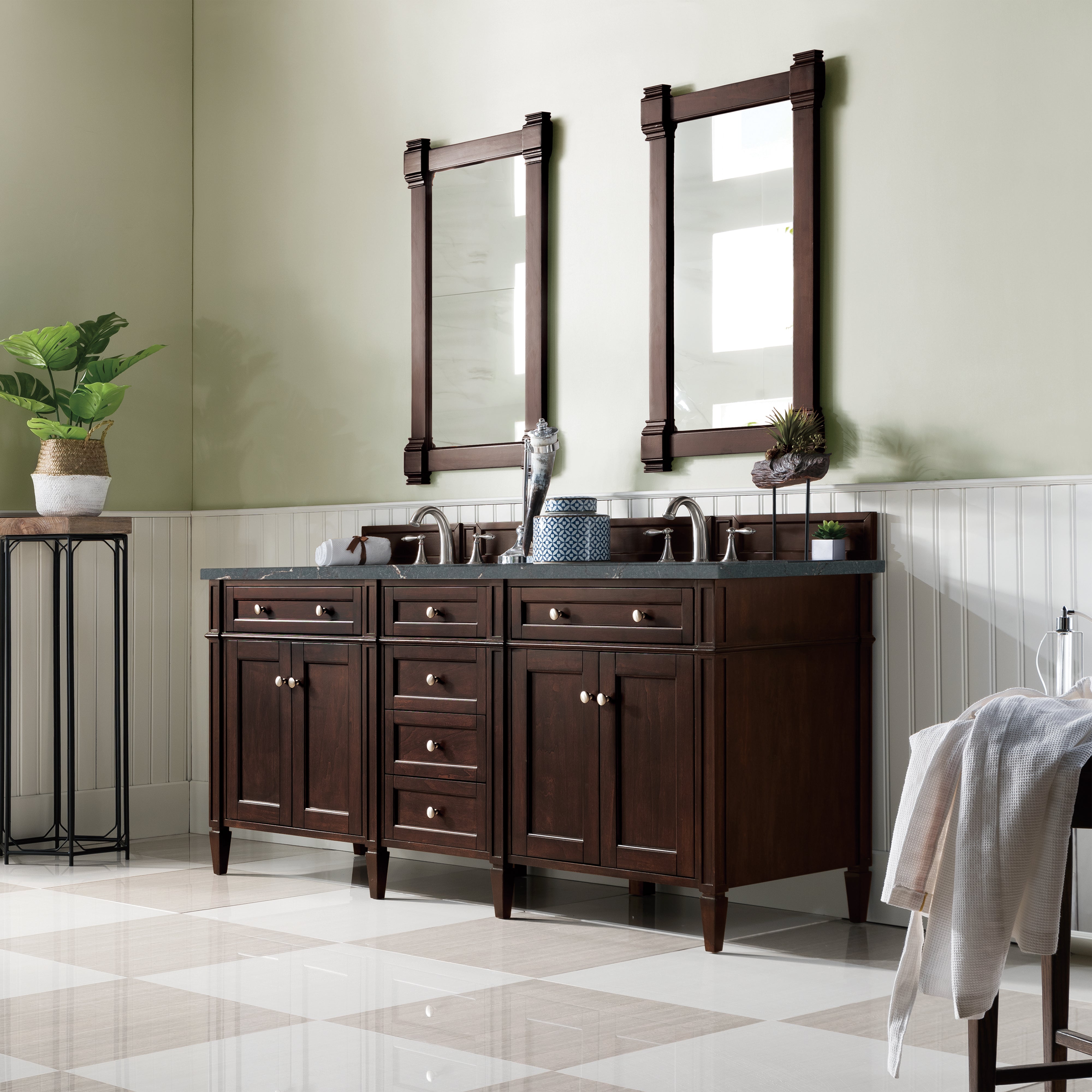 James Martin Brittany 72" Double Vanity in Burnished Mahogany with 3cm Countertop