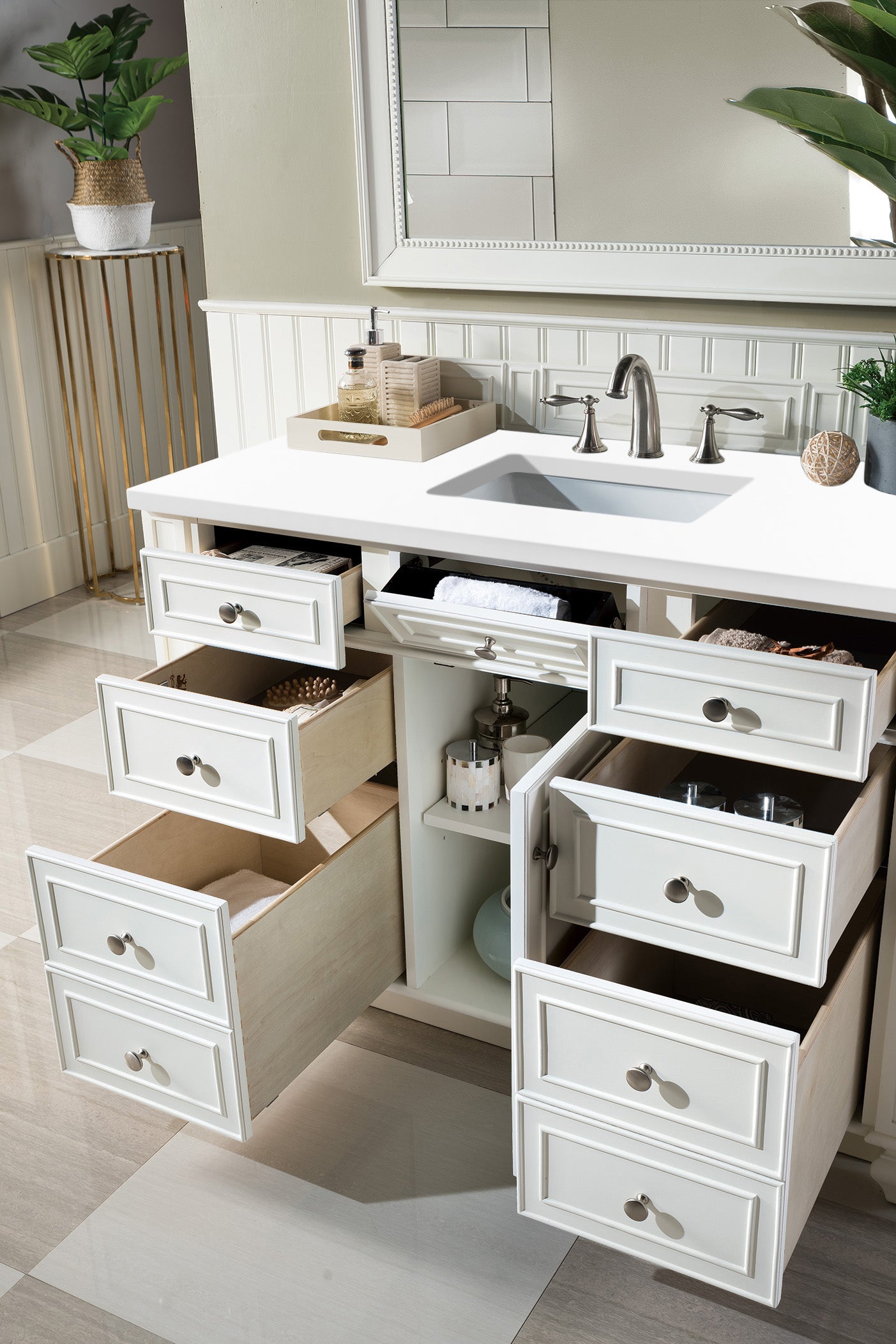 James Martin Bristol 48" Single Vanity in Bright White with 3cm Countertop