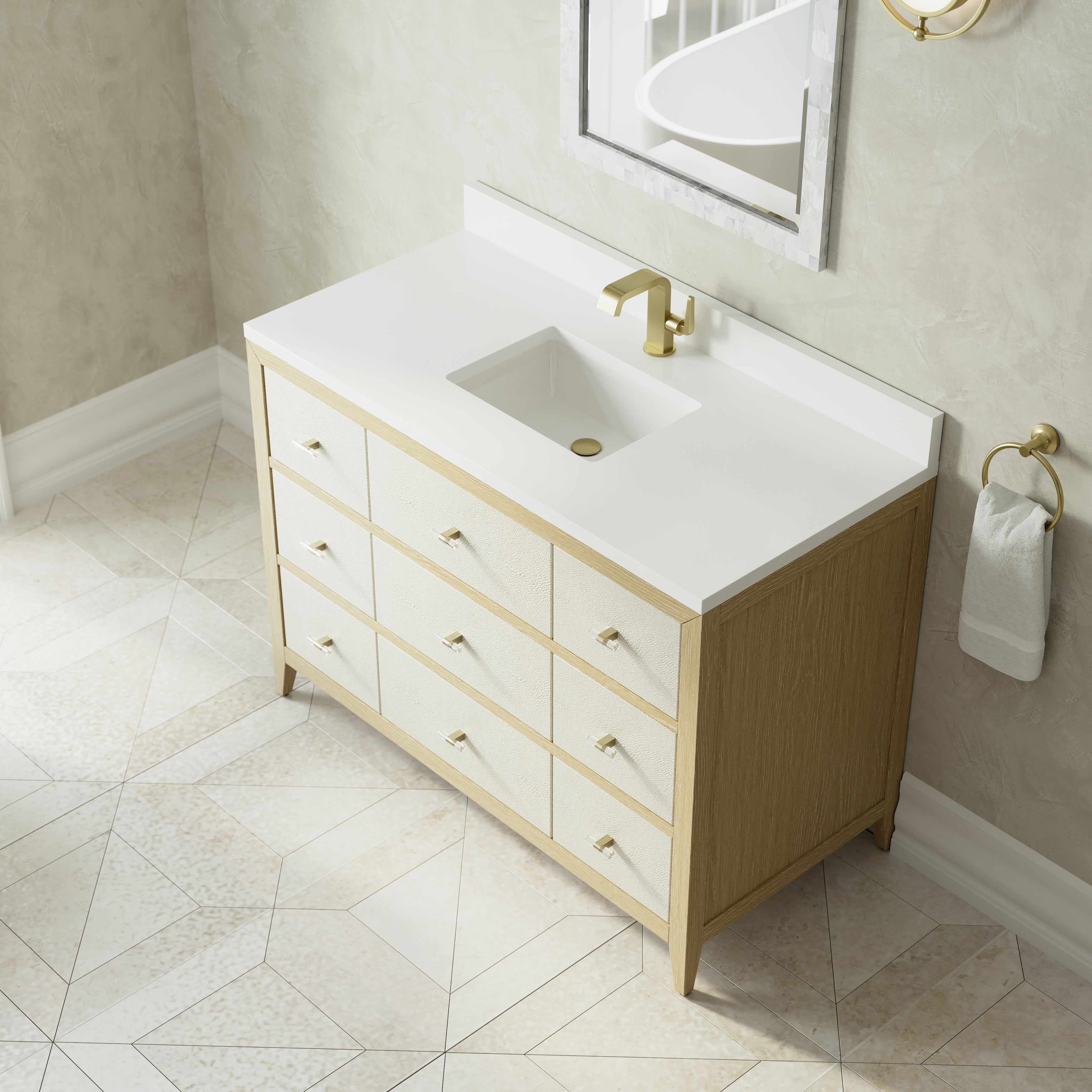 James Martin Celeste 48" Single Vanity in Sunwashed Oak with 3cm Countertop