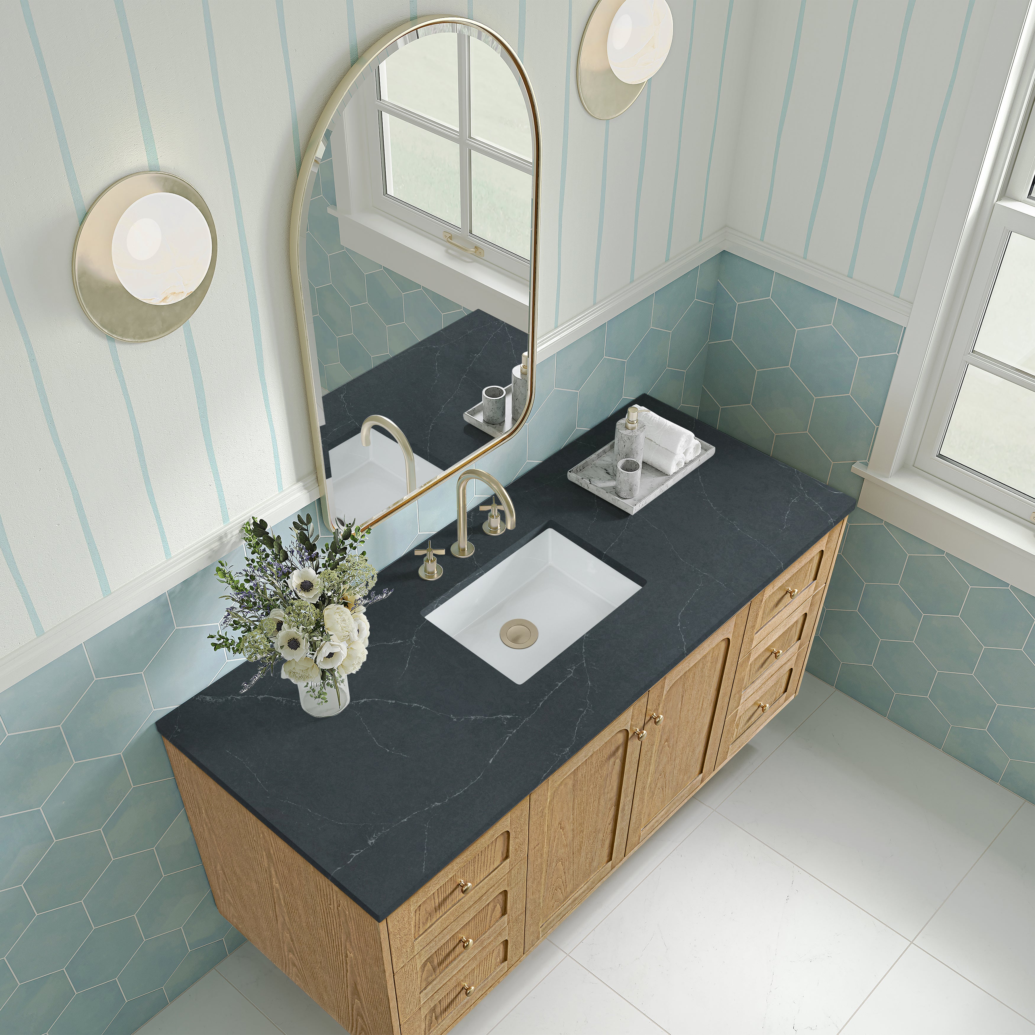 James Martin Laurent 60" Single Vanity in Light Natural Oak with 3cm Countertop