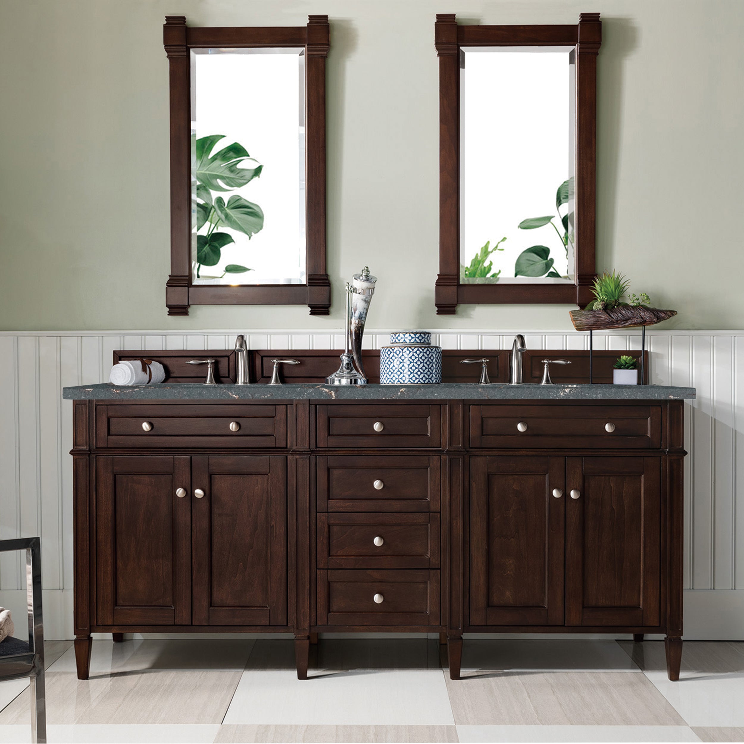 James Martin Brittany 72" Double Vanity in Burnished Mahogany with 3cm Countertop