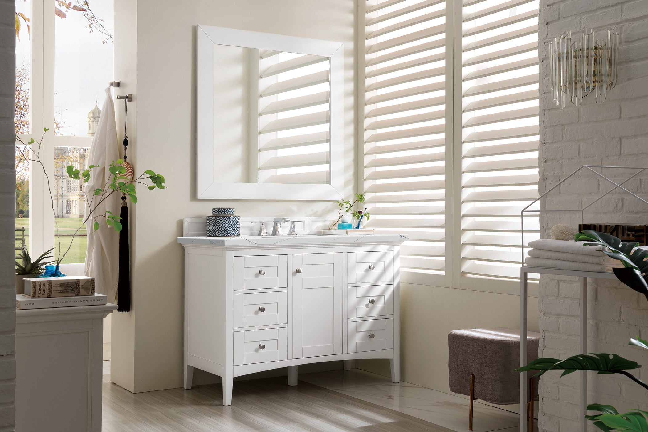 James Martin Palisades 48" Single Vanity in Bright White with 3cm Countertop