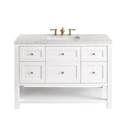 James Martin Breckenridge 48" Single Vanity in Bright White with 3cm Countertop and FreePower Wireless Charger