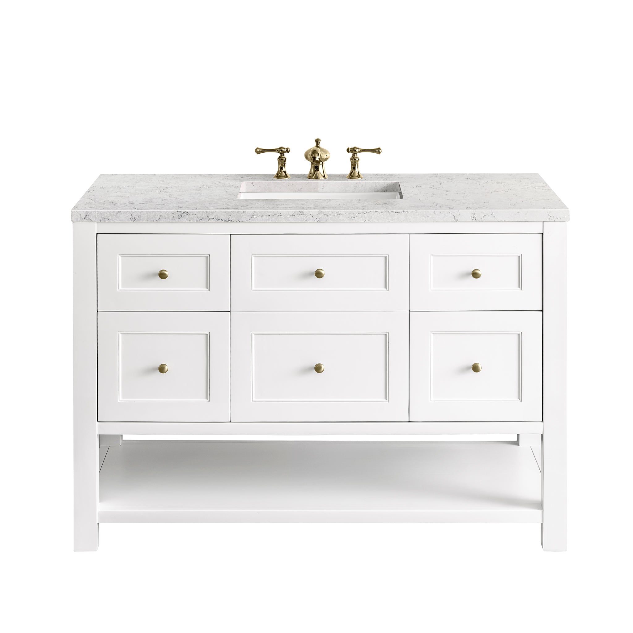 James Martin Breckenridge 48" Single Vanity in Bright White with 3cm Countertop and FreePower Wireless Charger