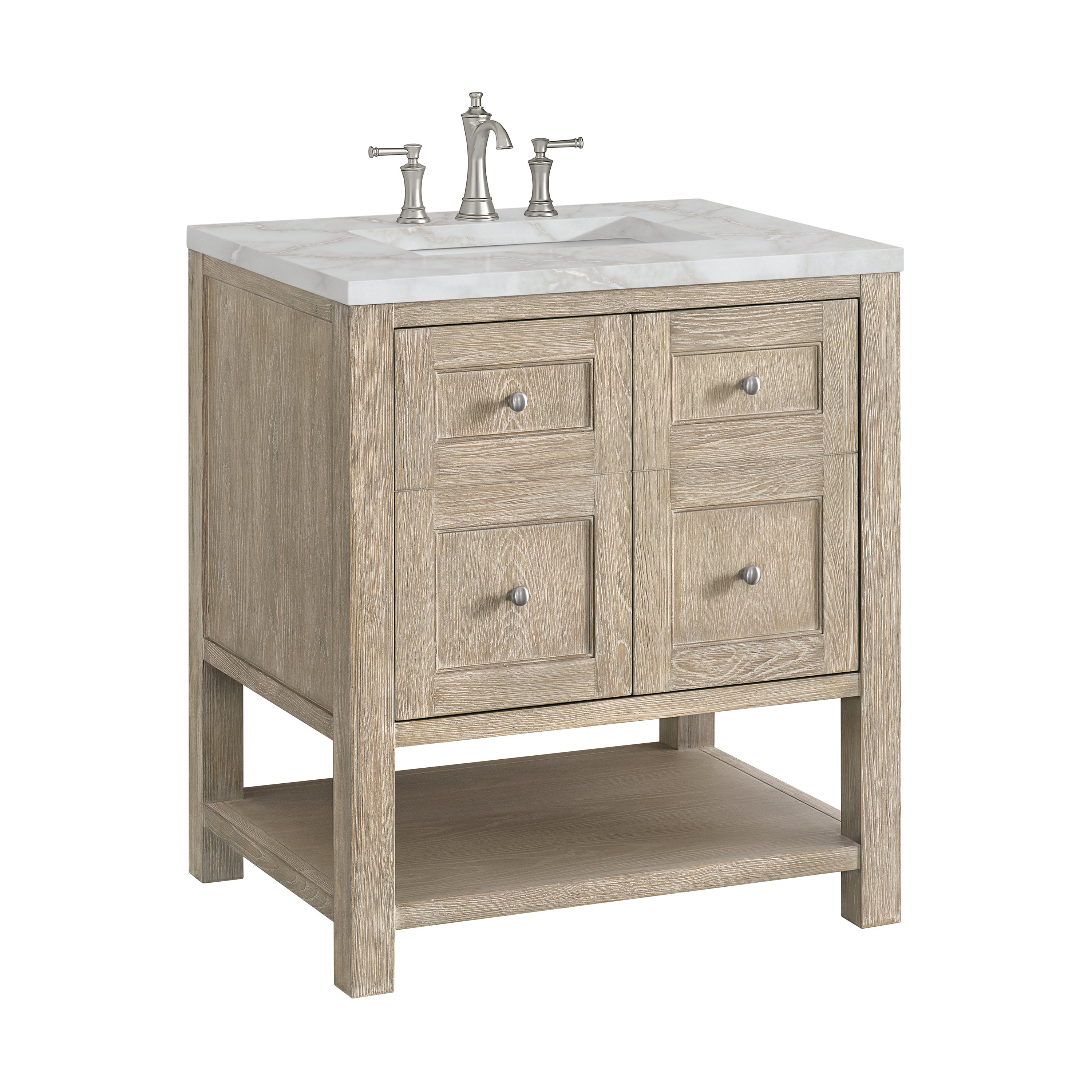 James Martin Breckenridge 30" Single Vanity in Whitewashed Oak with 3cm Countertop