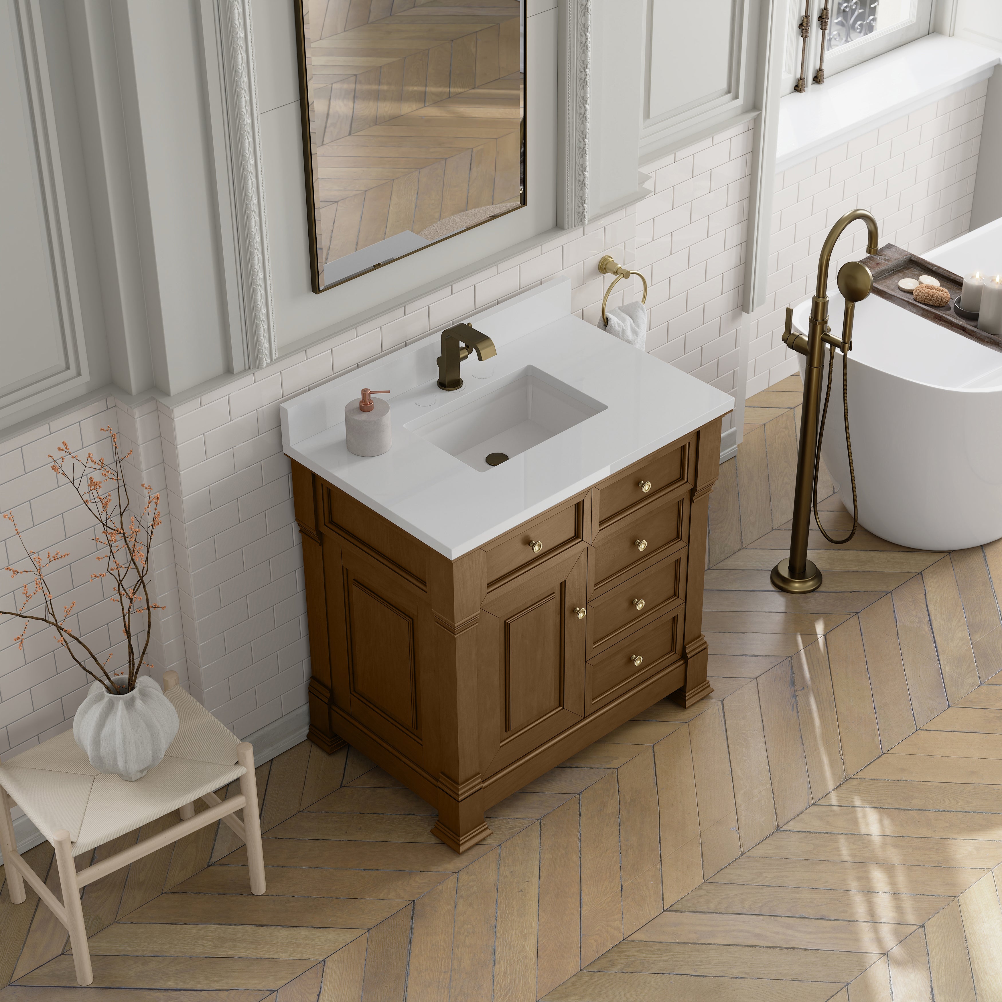 James Martin Brookfield 36" Single Vanity in Honey Oak with 3cm Countertop