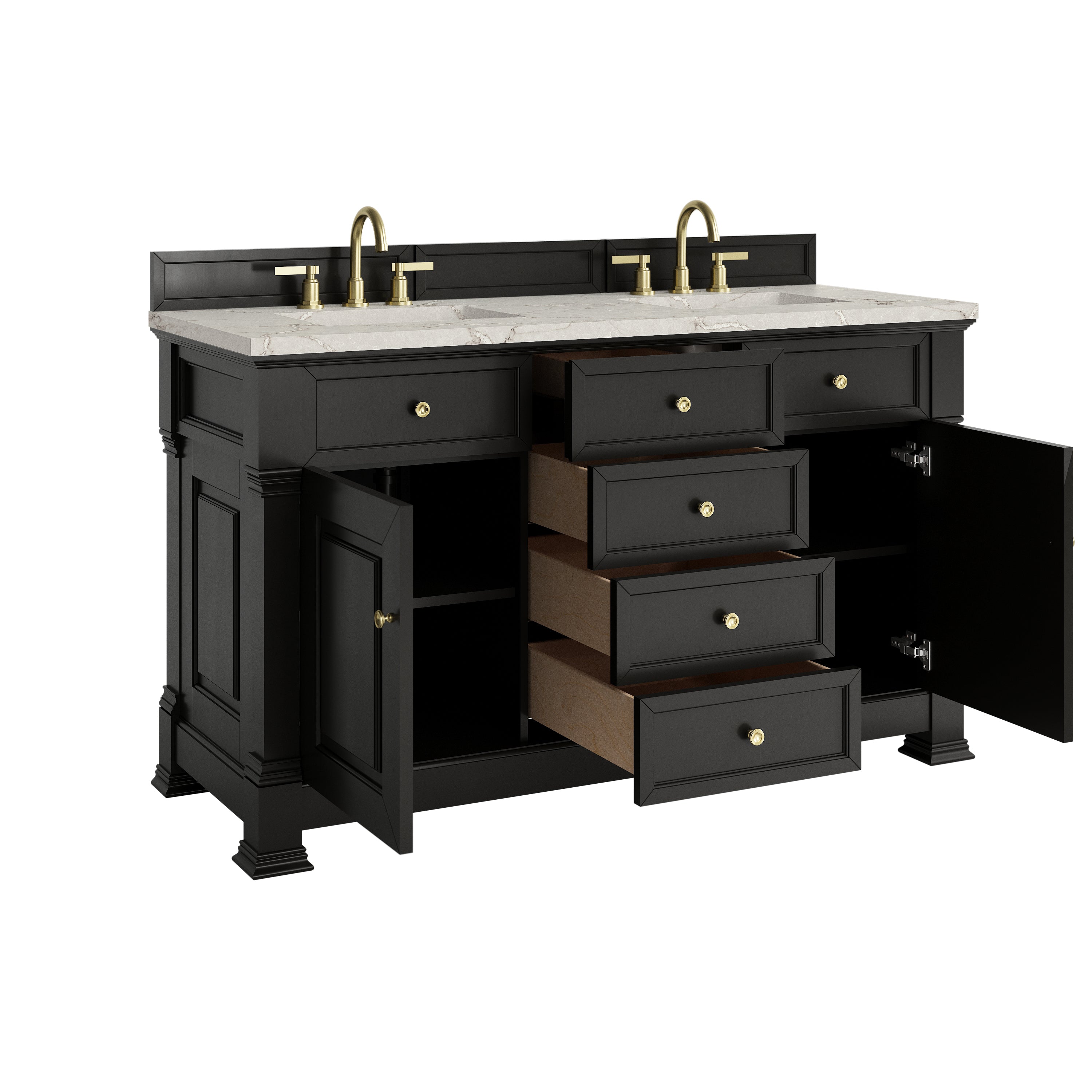James Martin Brookfield 60" Double Vanity in Black Onyx with 3cm Countertop